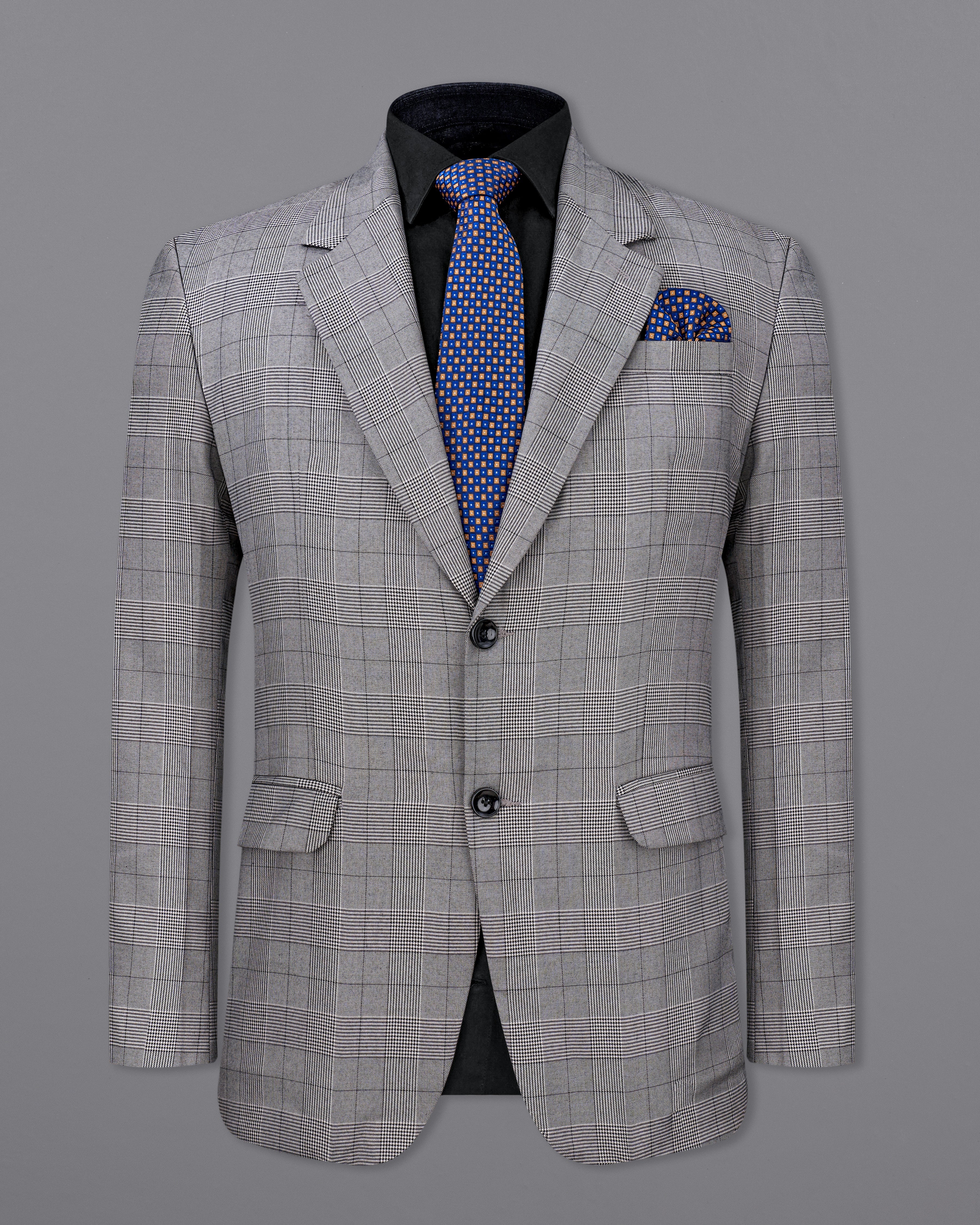 Storm Dust Gray Plaid Single Breasted Suit