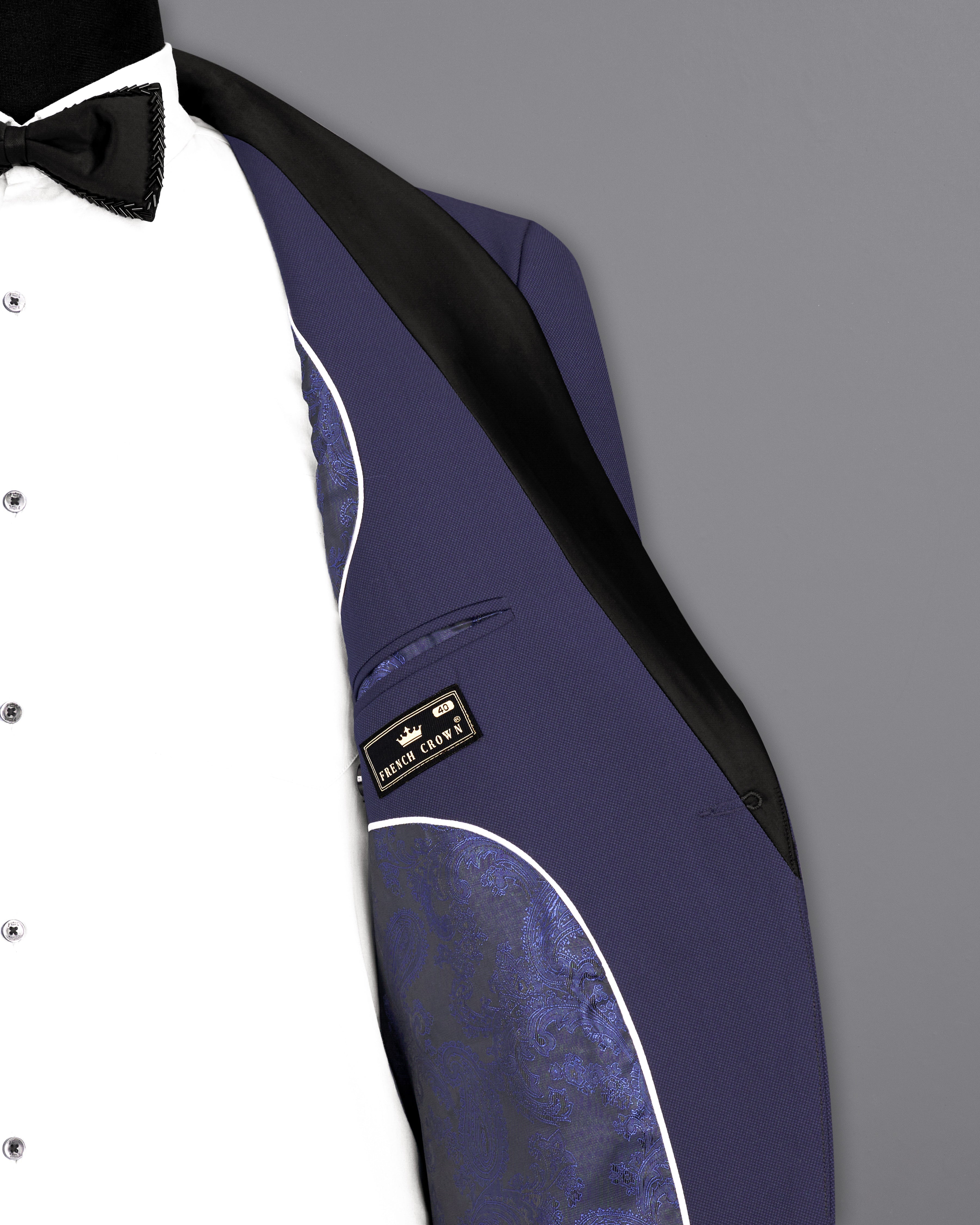 Ebony Clay Navy Blue Tuxedo Suit