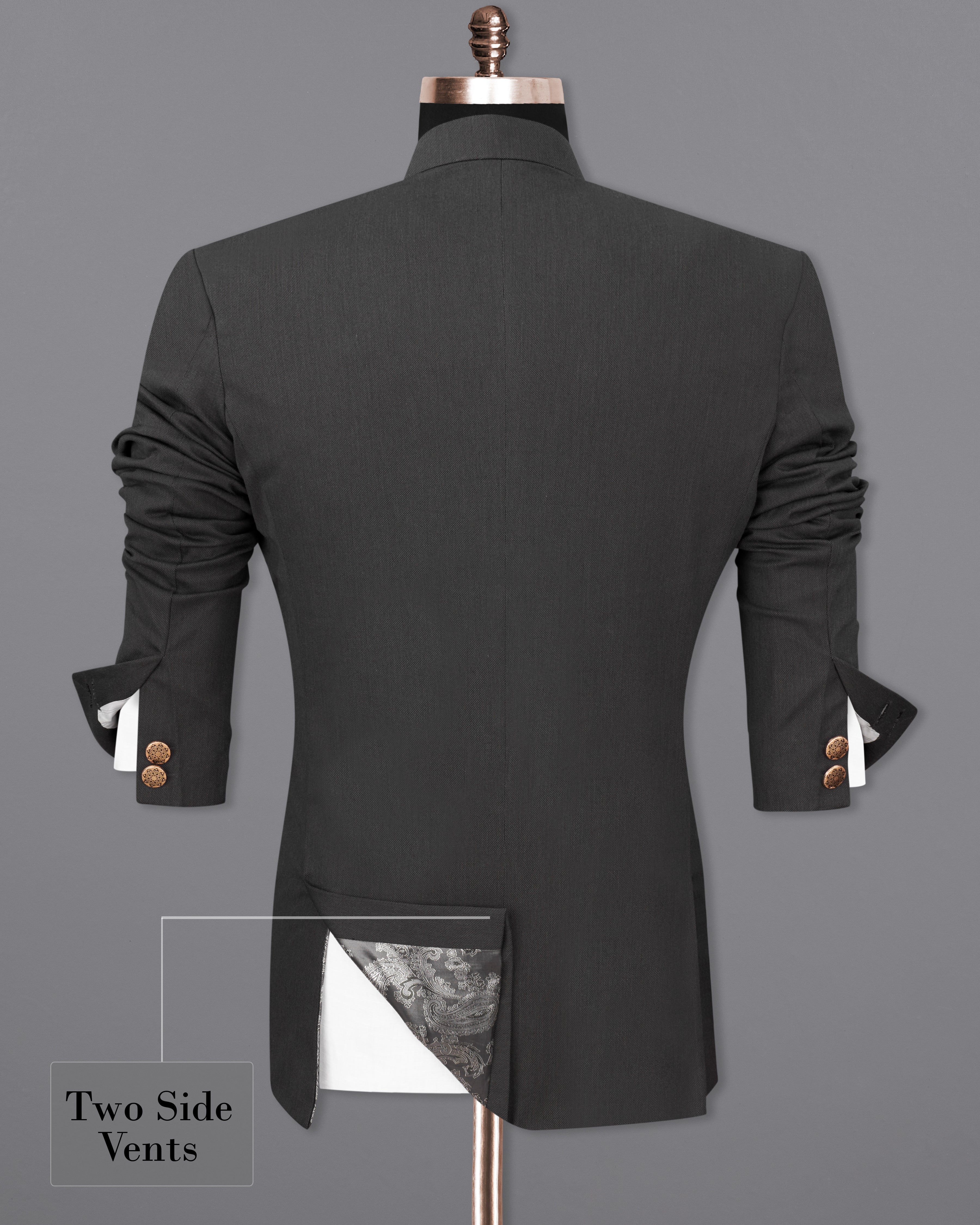 Charcoal Gray Premium Cotton Bandhgala Suit