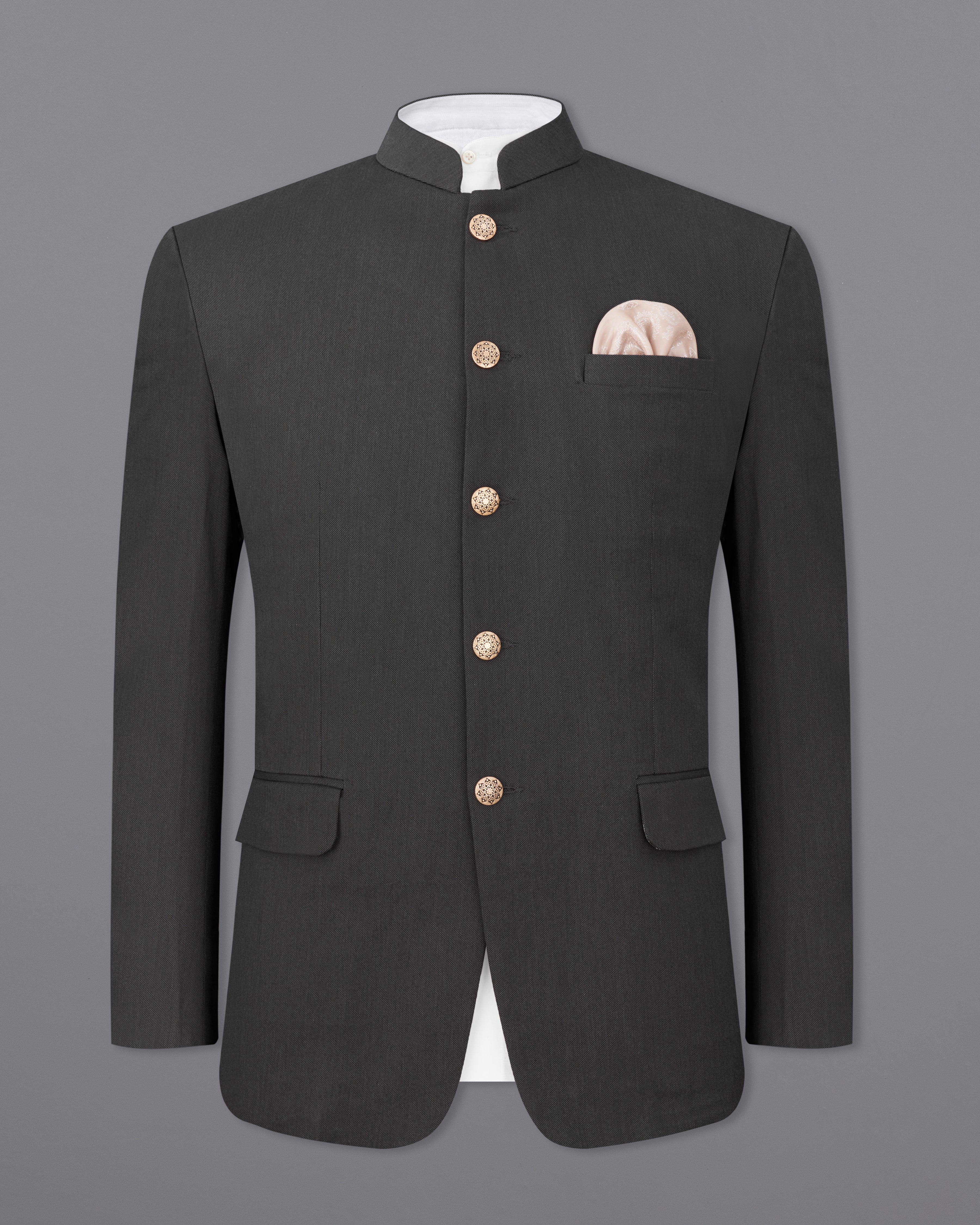 Charcoal Gray Premium Cotton Bandhgala Suit