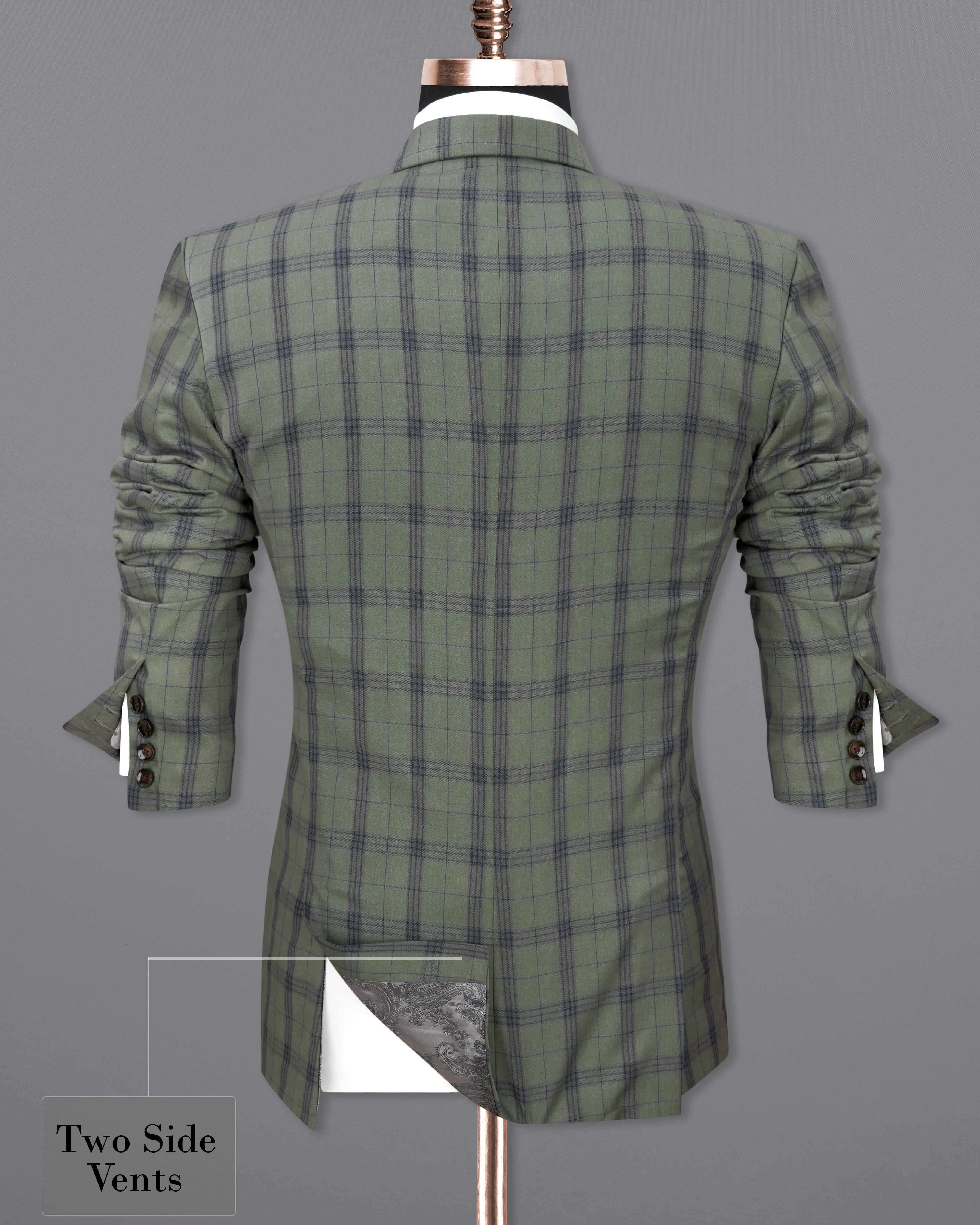 Limed Green and Martinique Blue Plaid Double Breasted Suit