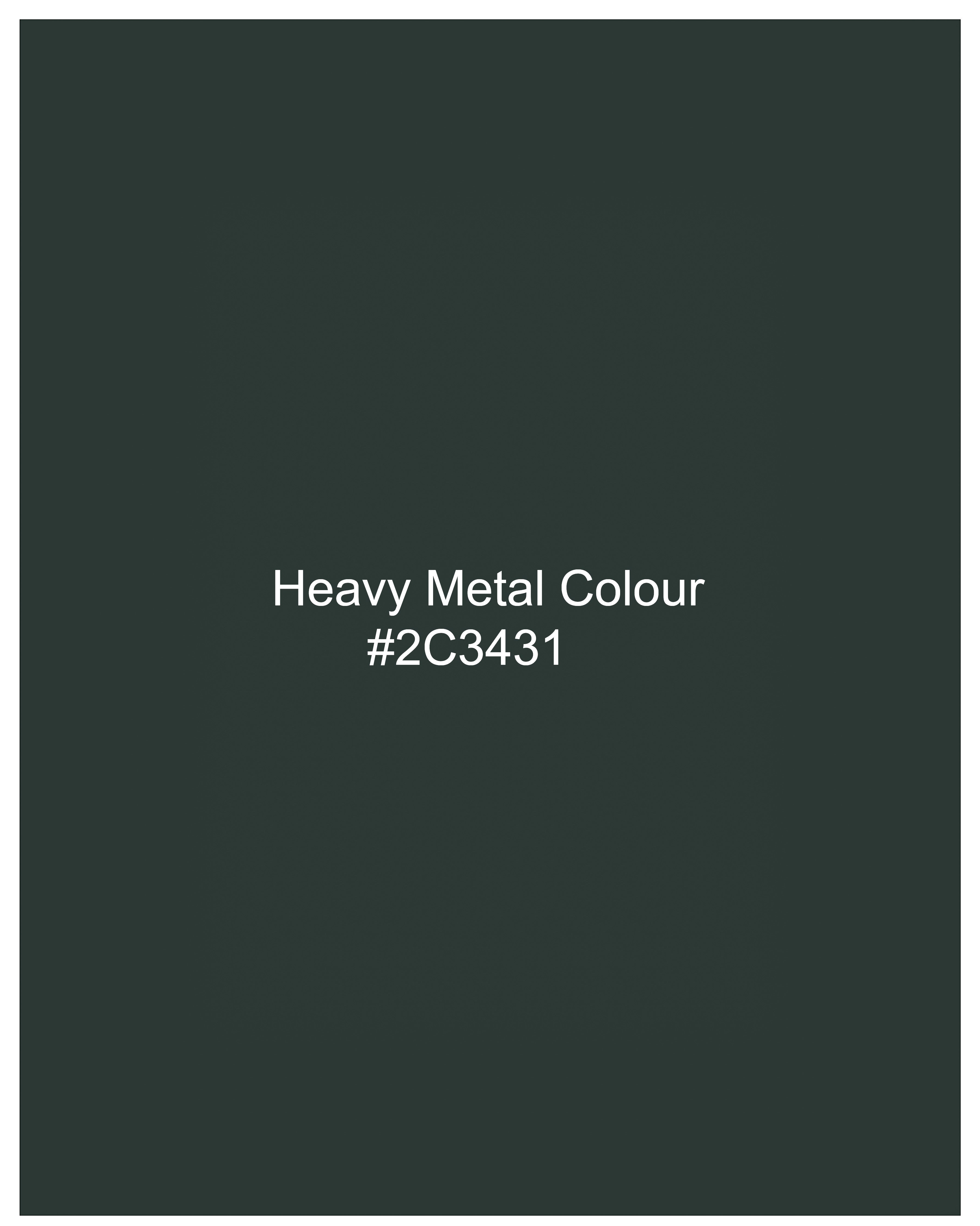 Heavy Metal Green Cross Placket Bandhgala Suit