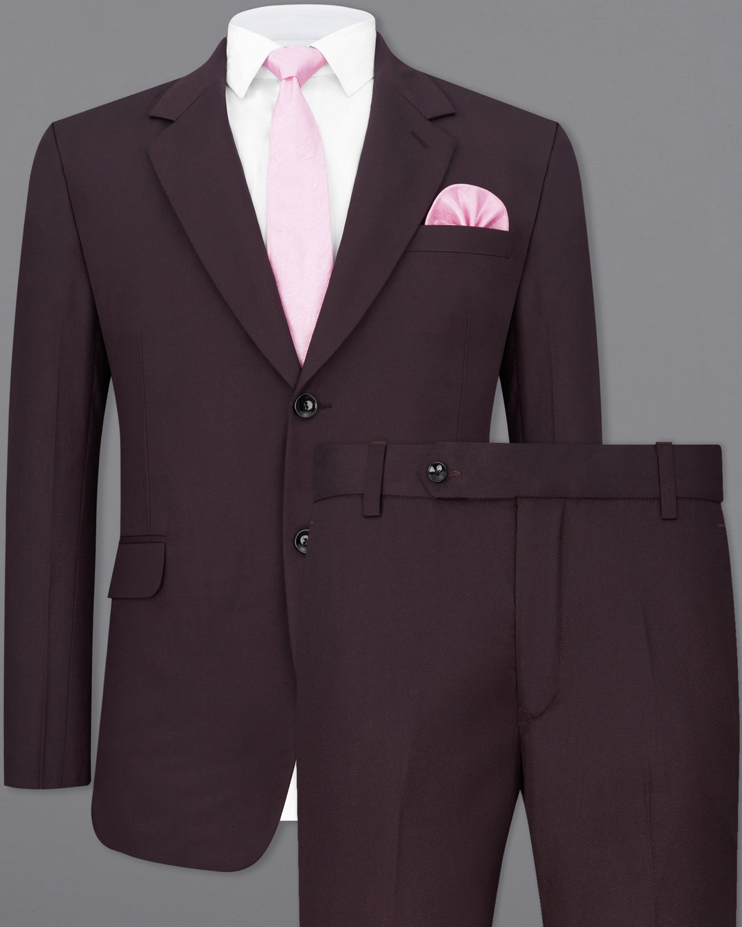 AUBERGINE MAROON SINGLE BREASTED SUIT