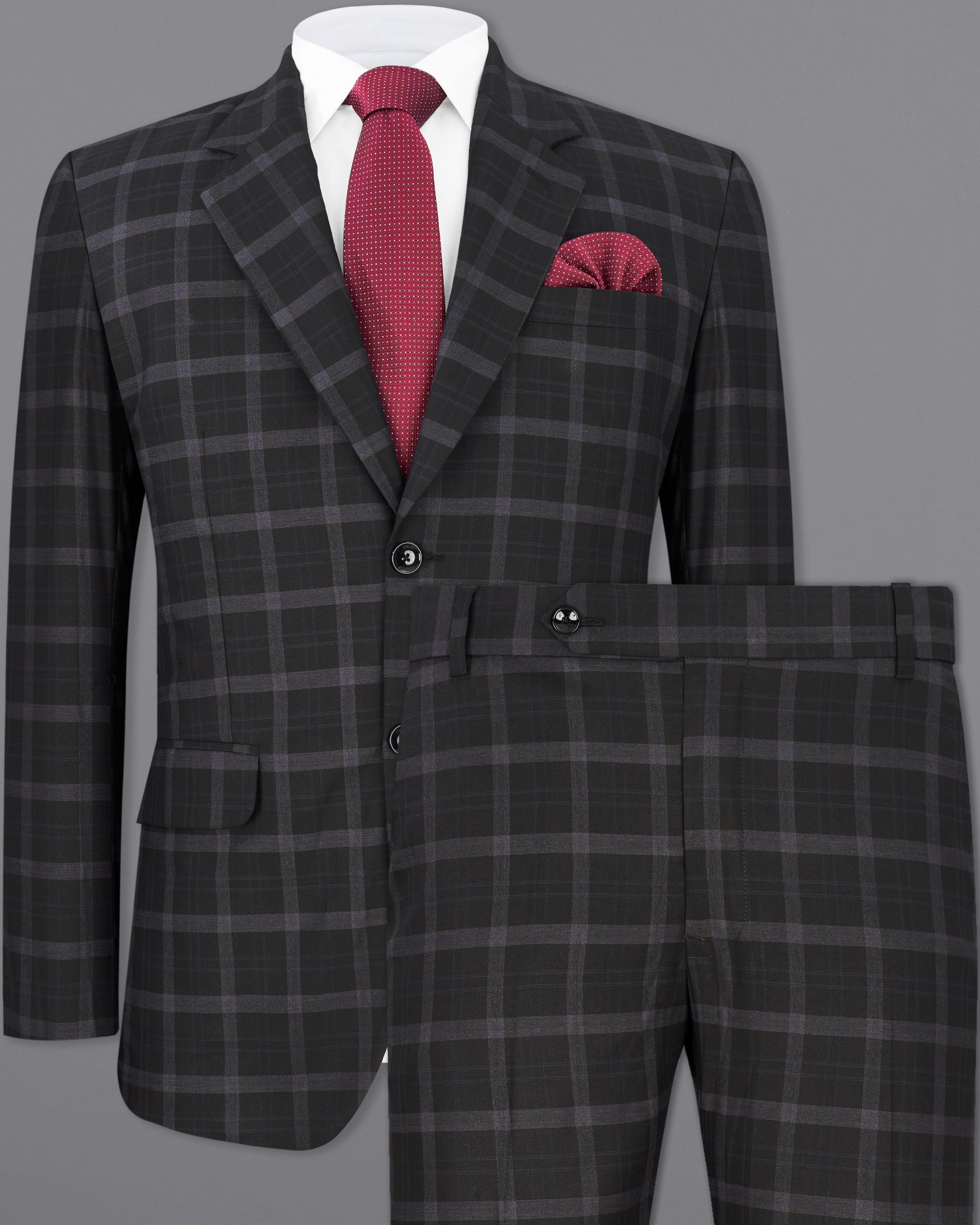 Bleached Cedar Black Plaid Single Breasted Suit ST2294-SB-36, ST2294-SB-38, ST2294-SB-40, ST2294-SB-42, ST2294-SB-44, ST2294-SB-46, ST2294-SB-48, ST2294-SB-50, ST2294-SB-52, ST2294-SB-54, ST2294-SB-56, ST2294-SB-58, ST2294-SB-60