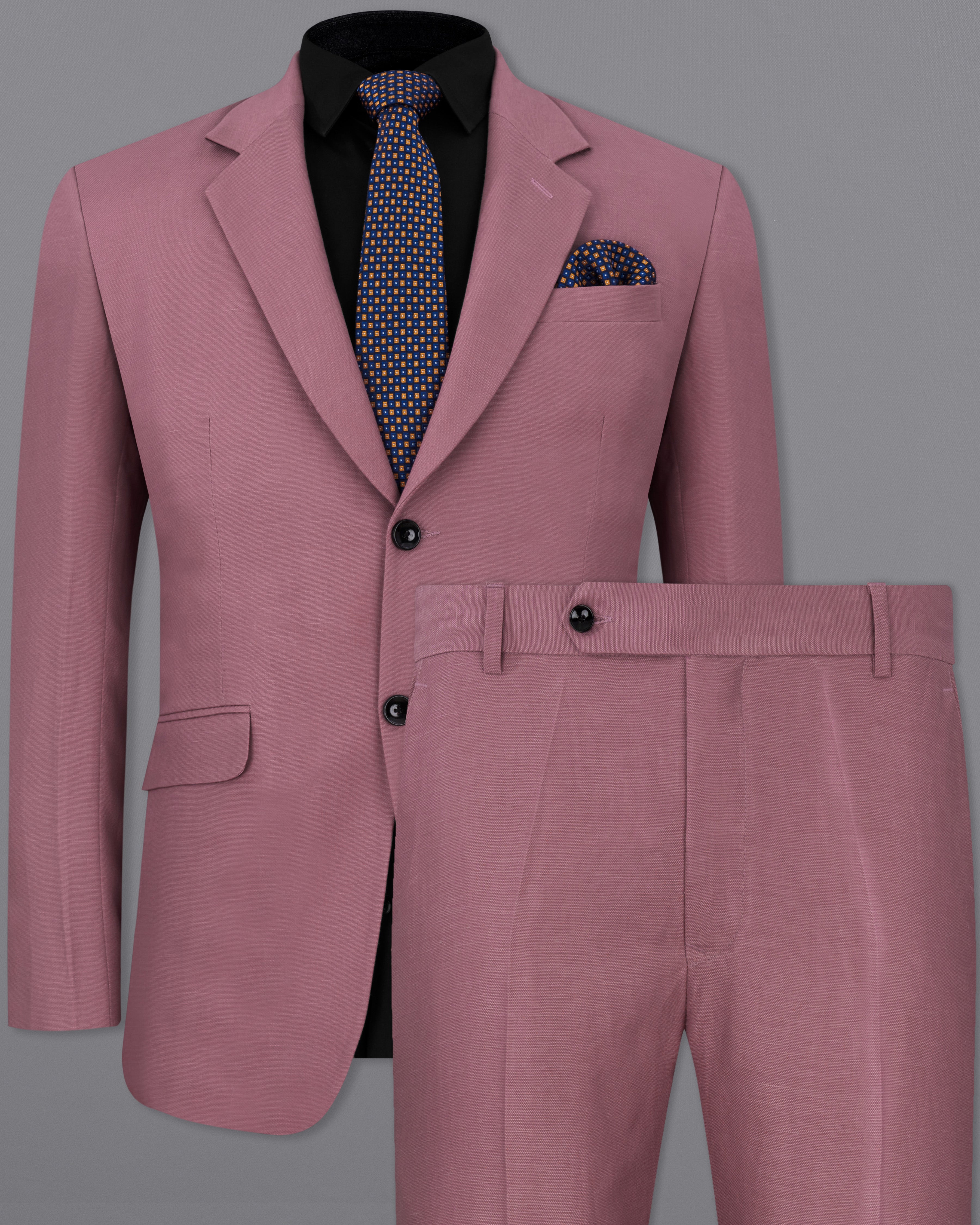 Dark Chestnut Pink Single Breasted Luxurious Linen Suit ST2313-SB-36, ST2313-SB-38, ST2313-SB-40, ST2313-SB-42, ST2313-SB-44, ST2313-SB-46, ST2313-SB-48, ST2313-SB-50, ST2313-SB-52, ST2313-SB-54, ST2313-SB-56, ST2313-SB-58, ST2313-SB-60