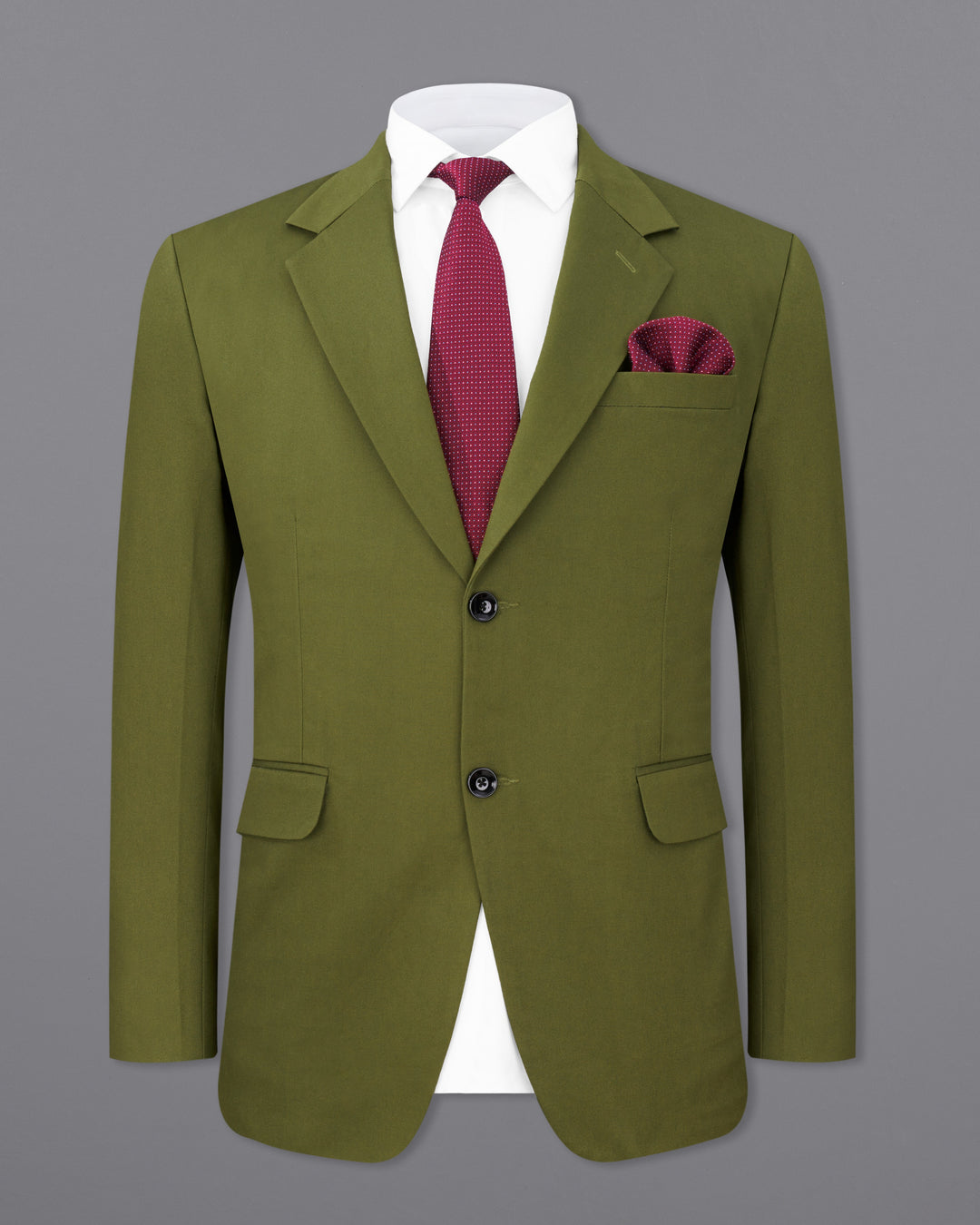 Olive Green Mandarin Suit
