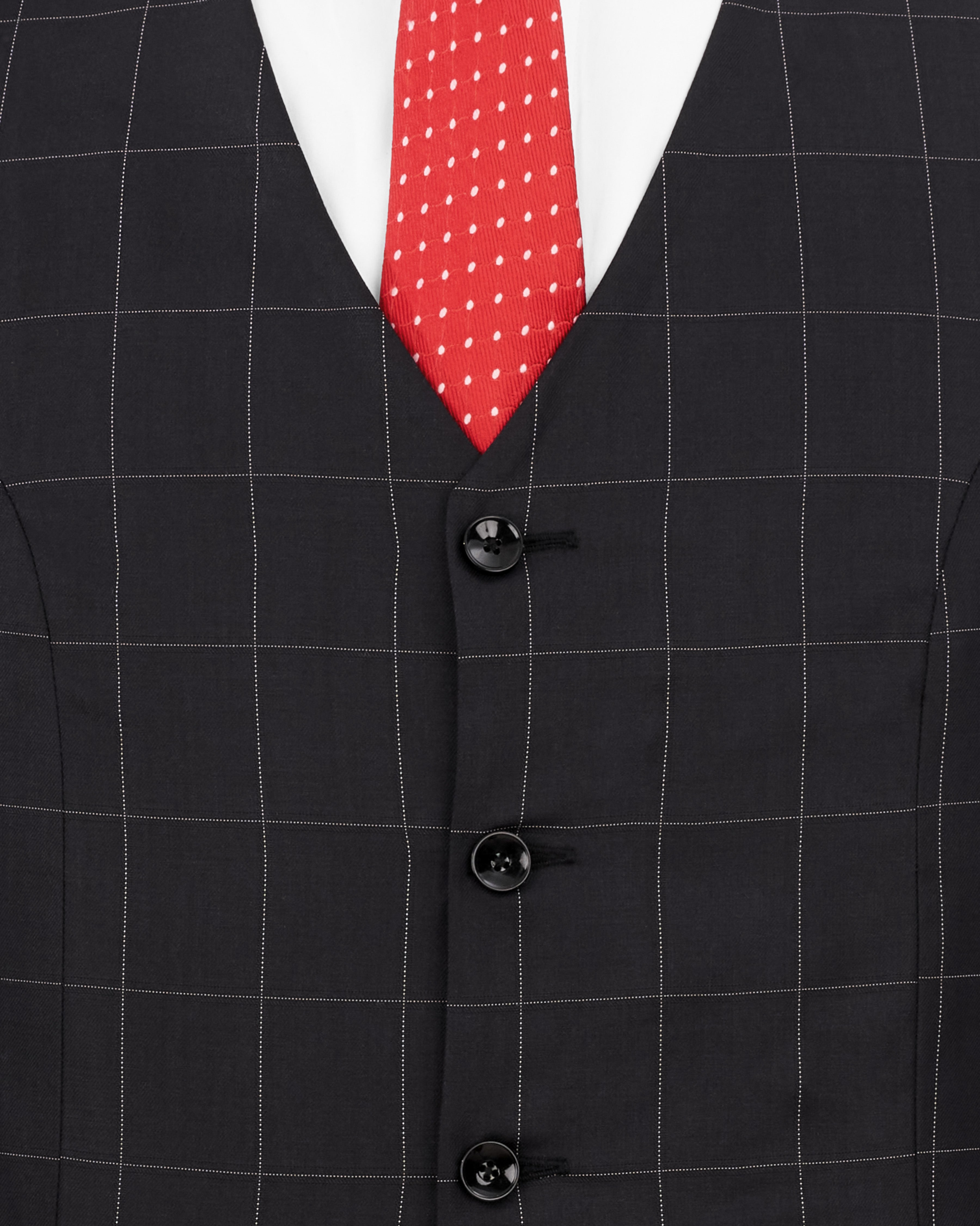 Napoli Slim Fit Black Subtle Maroon White Speckle Plaid Half Canvassed Wool  Suit | The Suit Depot