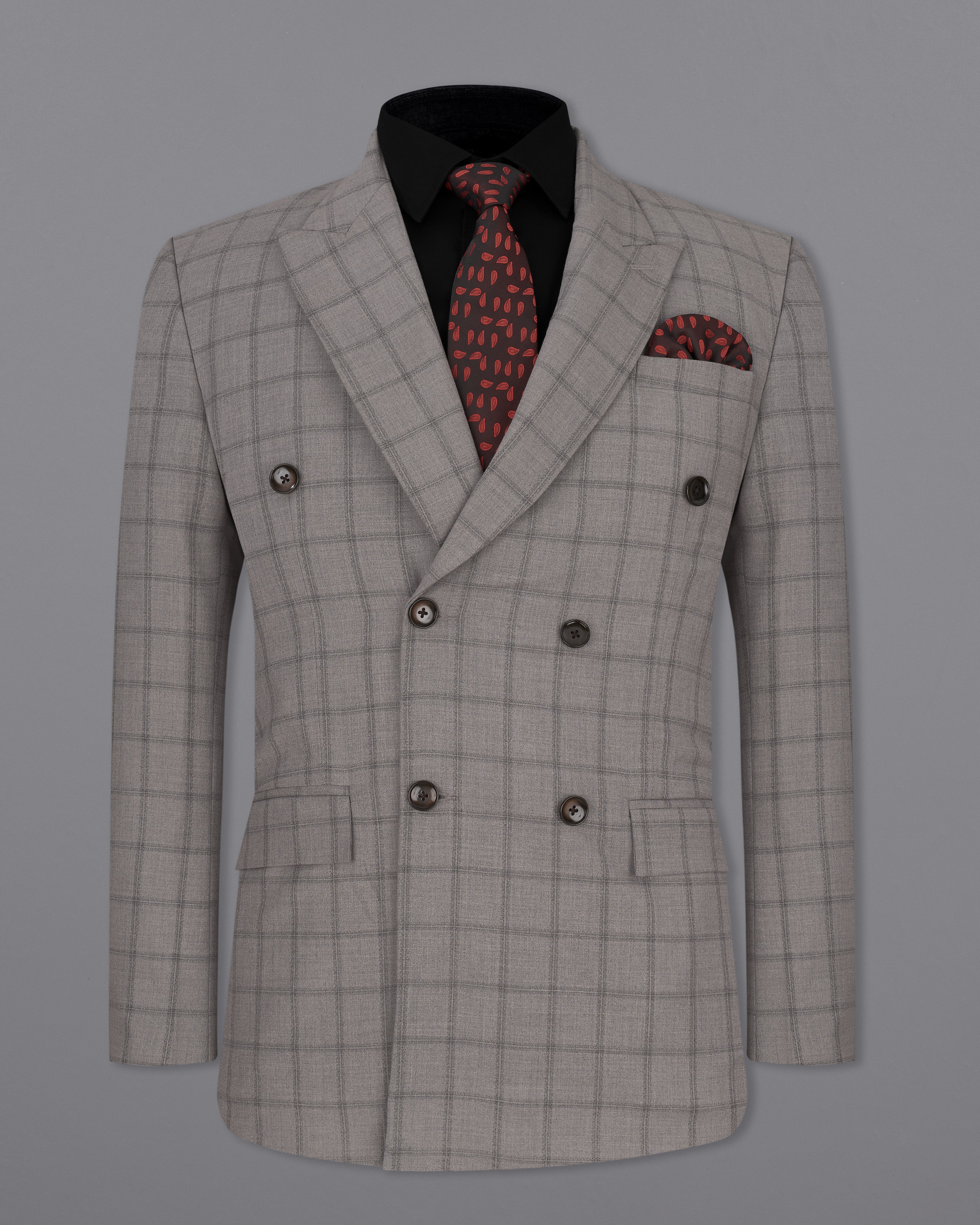 Men's Diagonal Zip Front Suit Jacket in Light Grey, Cardinal Red