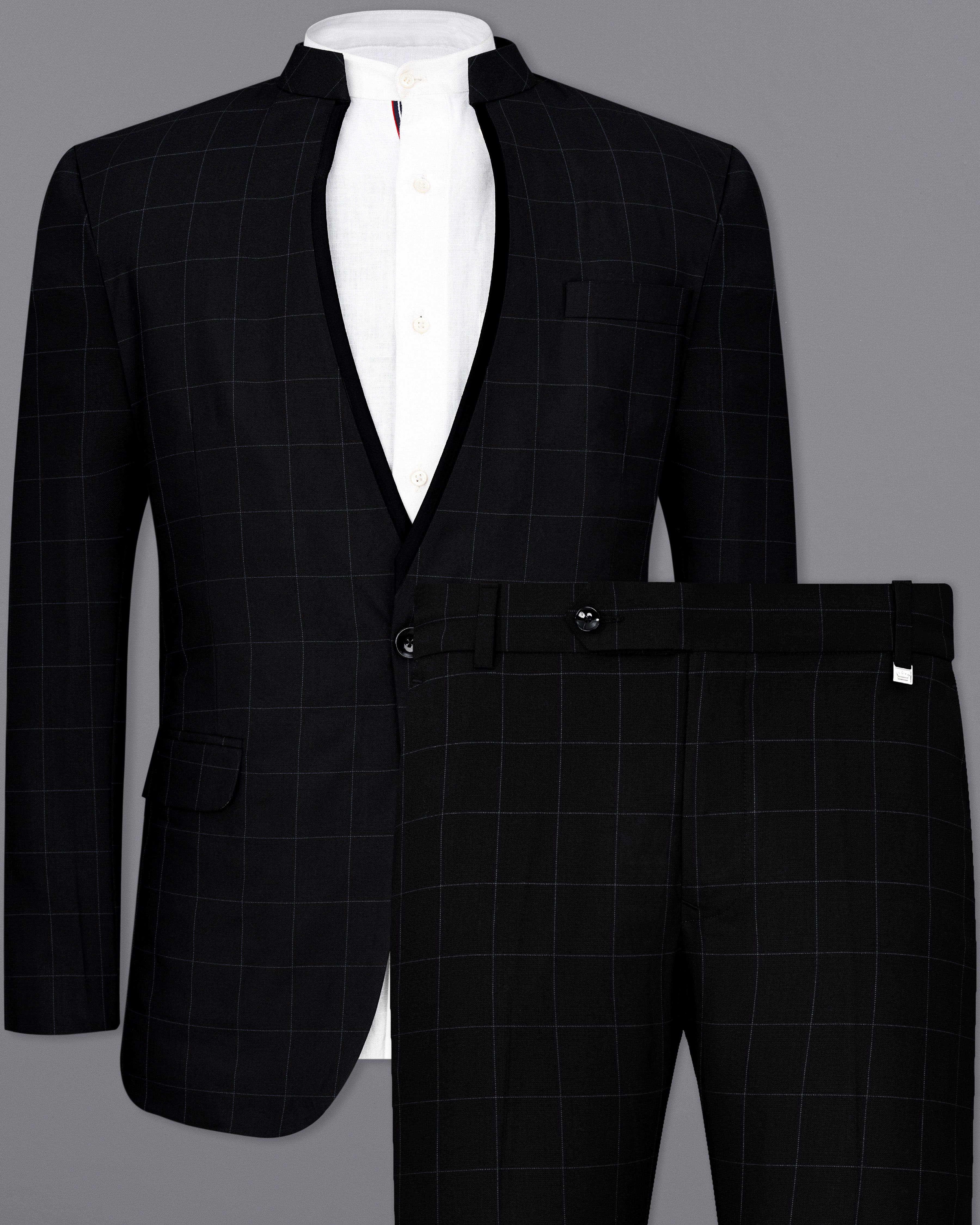 Jade Black Windowpane Single Breasted Designer Suit ST2378-D236-36, ST2378-D236-38, ST2378-D236-40, ST2378-D236-42, ST2378-D236-44, ST2378-D236-46, ST2378-D236-48, ST2378-D236-50, ST2378-D236-52, ST2378-D236-54, ST2378-D236-56, ST2378-D236-58, ST2378-D236-60