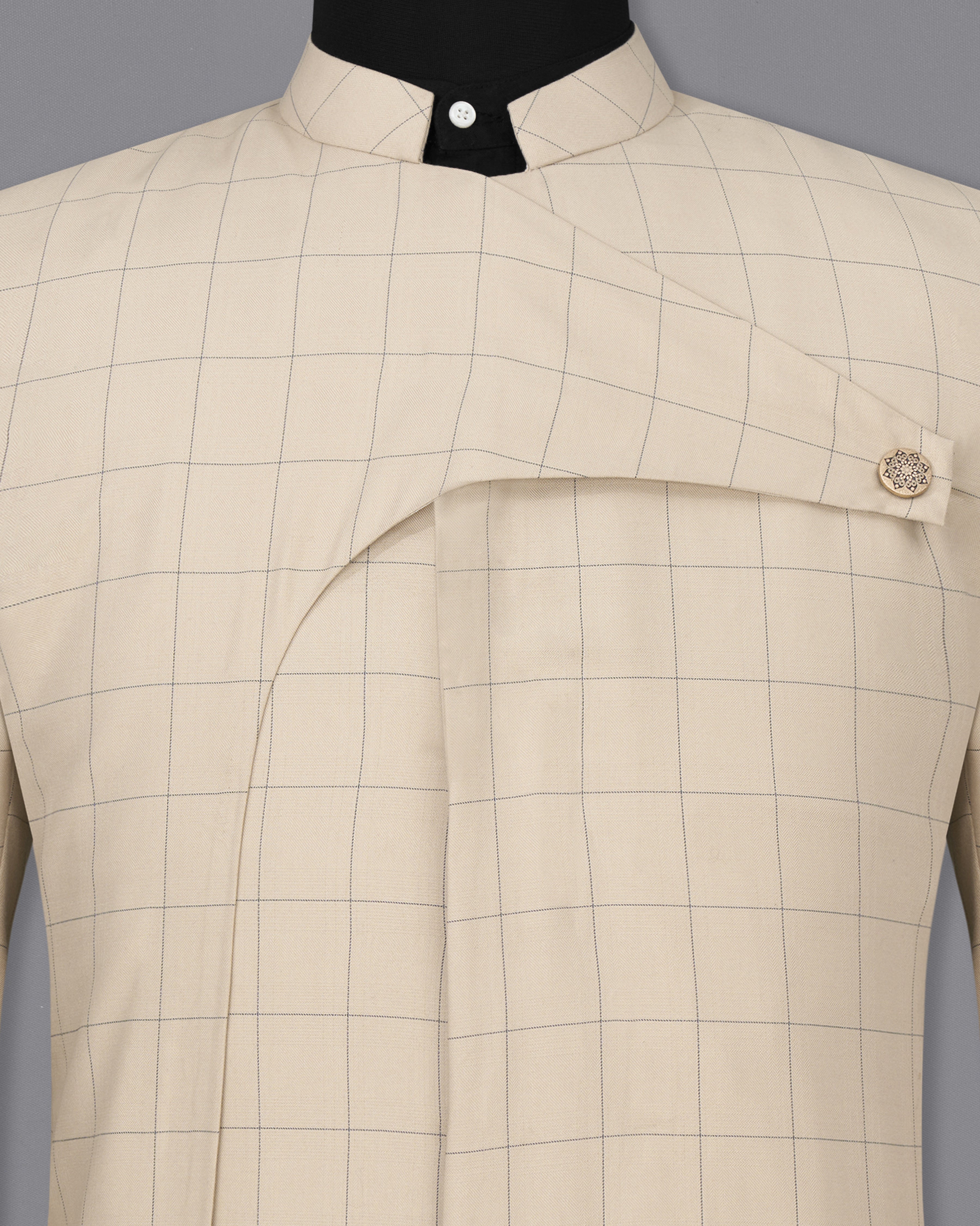 Hampton Cream Windowpane Bandhgala Designer Suit ST2382-D238-36, ST2382-D238-38, ST2382-D238-40, ST2382-D238-42, ST2382-D238-44, ST2382-D238-46, ST2382-D238-48, ST2382-D238-50, ST2382-D238-52, ST2382-D238-54, ST2382-D238-56, ST2382-D238-58, ST2382-D238-60