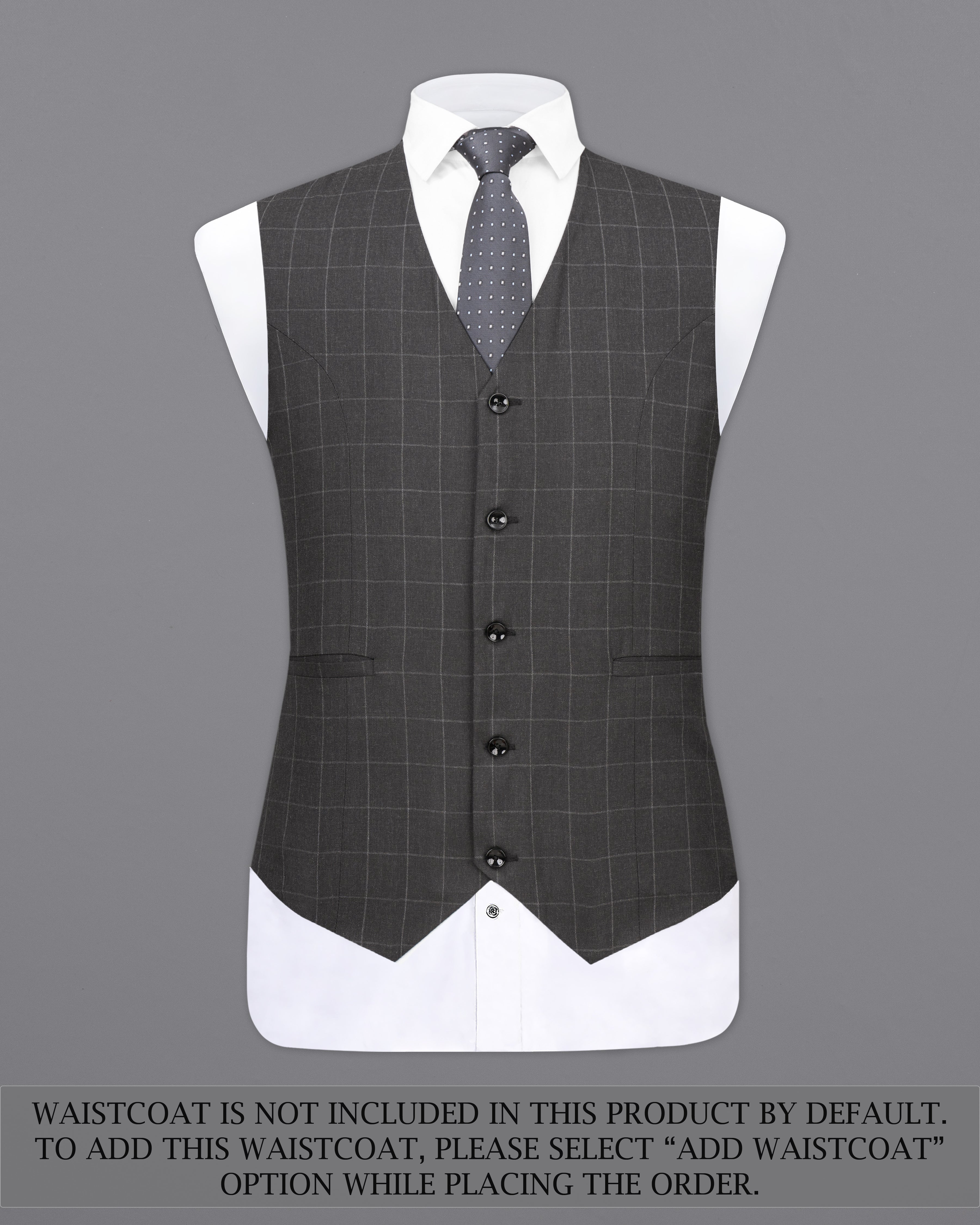 Charcoal Gray Checks-Plaid Premium Terry-Rayon Single-Breasted