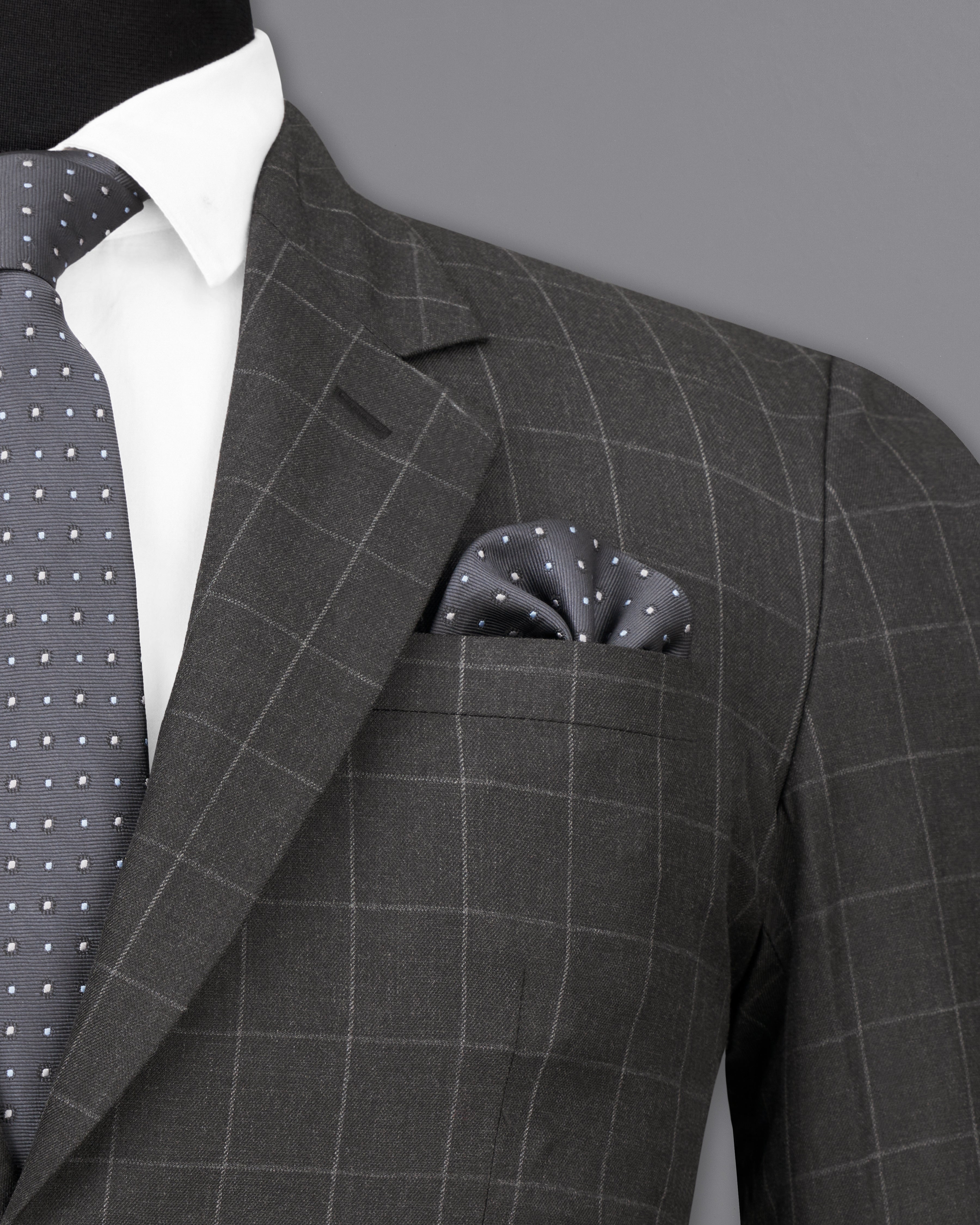 Charcoal Gray Windowpane Single Breasted Suit ST2473-SB-36, ST2473-SB-38, ST2473-SB-40, ST2473-SB-42, ST2473-SB-44, ST2473-SB-46, ST2473-SB-48, ST2473-SB-50, ST2473-SB-52, ST2473-SB-54, ST2473-SB-56, ST2473-SB-58, ST2473-SB-60