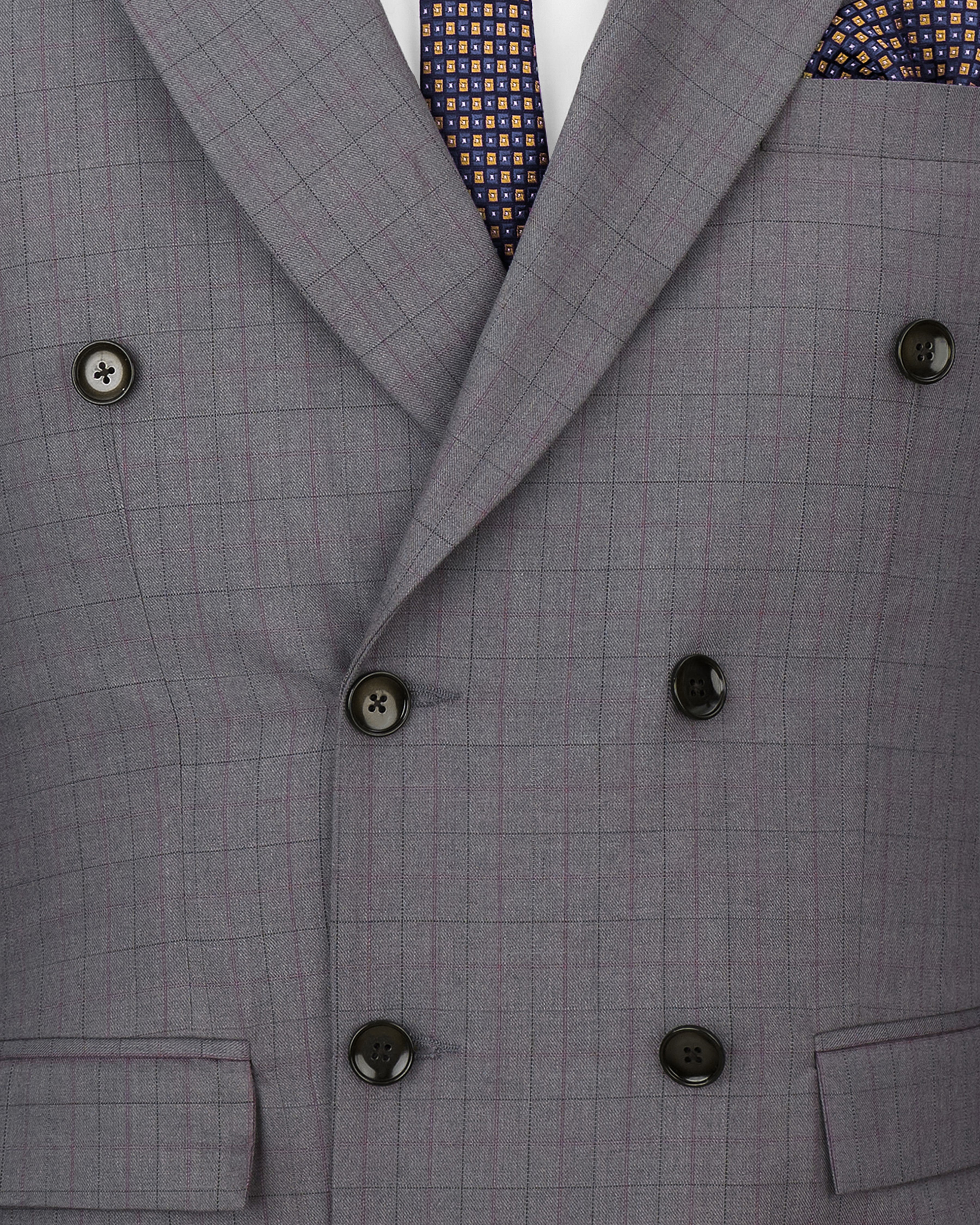Storm Dust Gray Plaid Double Breasted Suit ST2477-DB-36, ST2477-DB-38, ST2477-DB-40, ST2477-DB-42, ST2477-DB-44, ST2477-DB-46, ST2477-DB-48, ST2477-DB-50, ST2477-DB-52, ST2477-DB-54, ST2477-DB-56, ST2477-DB-58, ST2477-DB-60