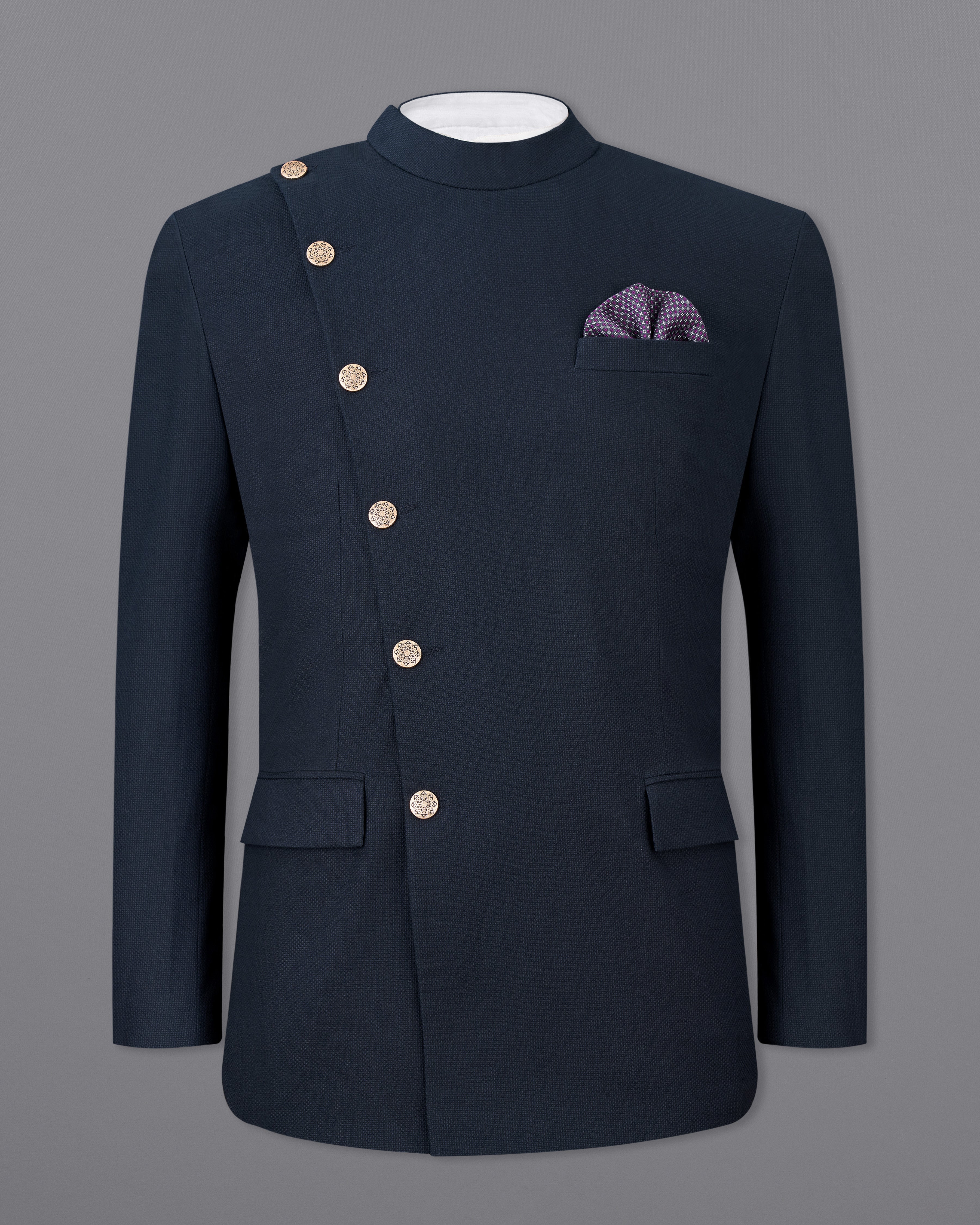 Firefly Navy Blue Premium Cotton Cross Buttoned Bandhgala Suit ST2504-CBG2-36, ST2504-CBG2-38, ST2504-CBG2-40, ST2504-CBG2-42, ST2504-CBG2-44, ST2504-CBG2-46, ST2504-CBG2-48, ST2504-CBG2-50, ST2504-CBG2-52, ST2504-CBG2-54, ST2504-CBG2-56, ST2504-CBG2-58, ST2504-CBG2-60