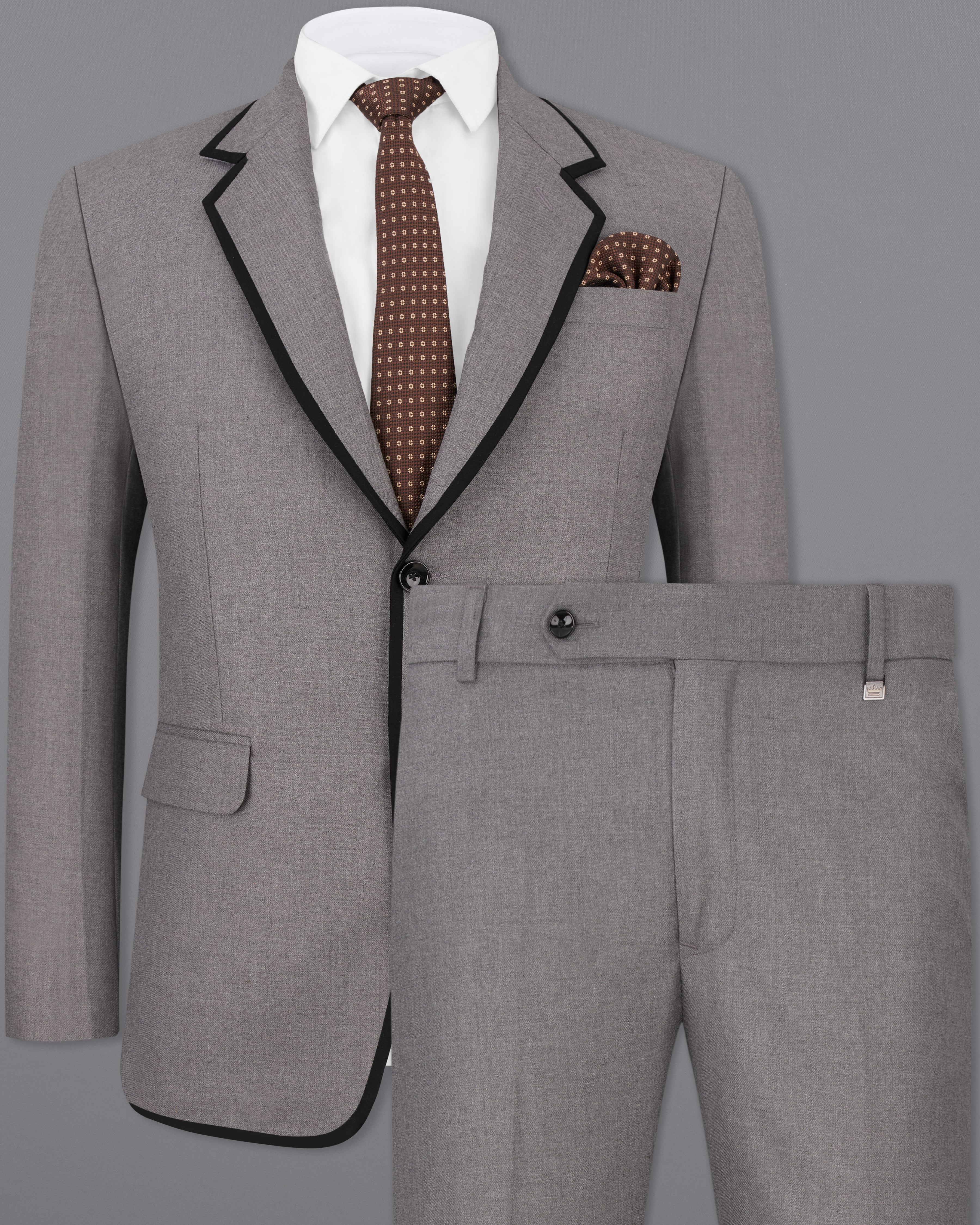 Feroda Gray with Black Piping Work Wool Rich Designer Suit ST2506-SB-D256-36, ST2506-SB-D256-38, ST2506-SB-D256-40, ST2506-SB-D256-42, ST2506-SB-D256-44, ST2506-SB-D256-46, ST2506-SB-D256-48, ST2506-SB-D256-50, ST2506-SB-D256-52, ST2506-SB-D256-54, ST2506-SB-D256-56, ST2506-SB-D256-58, ST2506-SB-D256-60