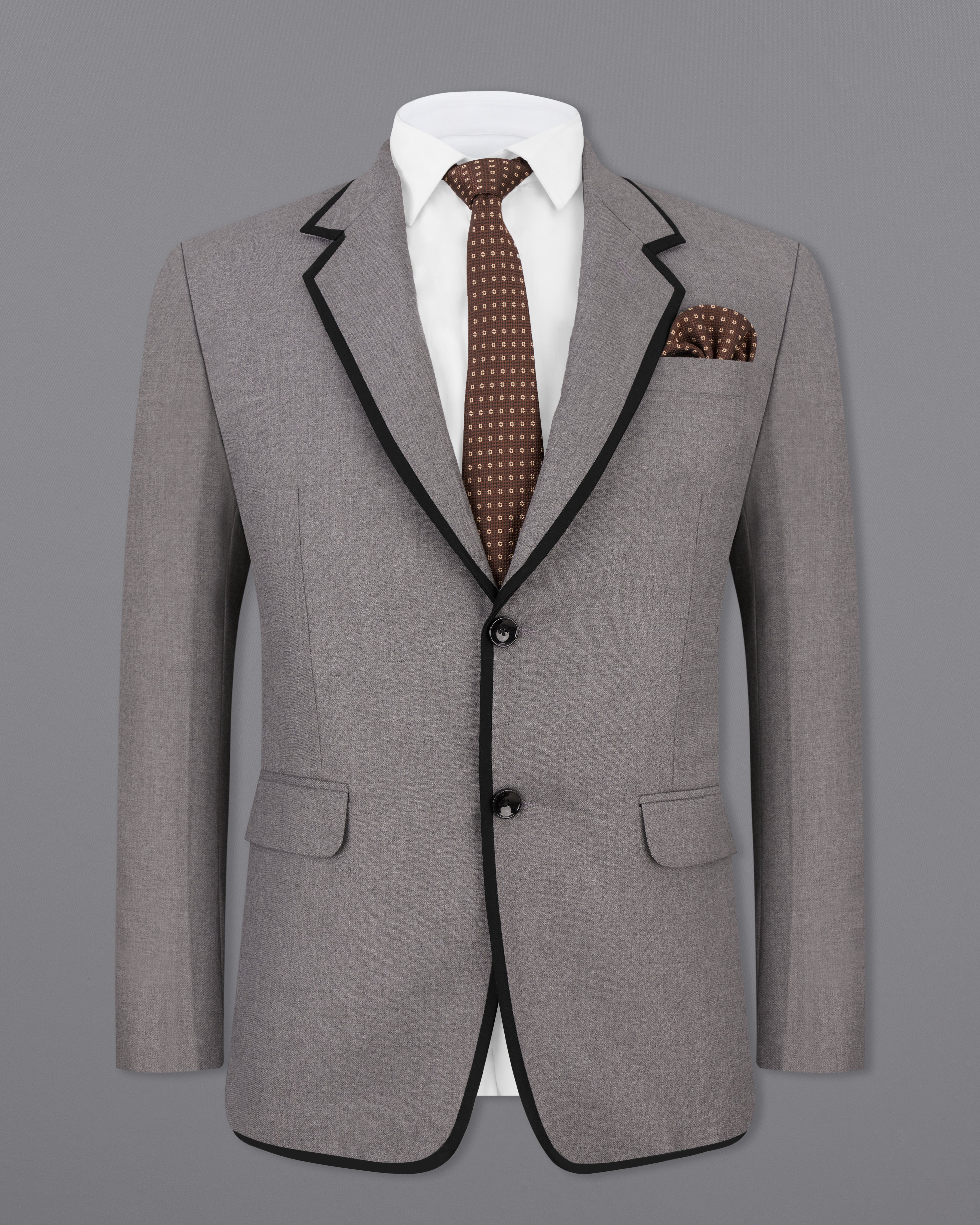 Feroda Gray with Black Piping Work Wool Rich Designer Suit ST2506-SB-D256-36, ST2506-SB-D256-38, ST2506-SB-D256-40, ST2506-SB-D256-42, ST2506-SB-D256-44, ST2506-SB-D256-46, ST2506-SB-D256-48, ST2506-SB-D256-50, ST2506-SB-D256-52, ST2506-SB-D256-54, ST2506-SB-D256-56, ST2506-SB-D256-58, ST2506-SB-D256-60