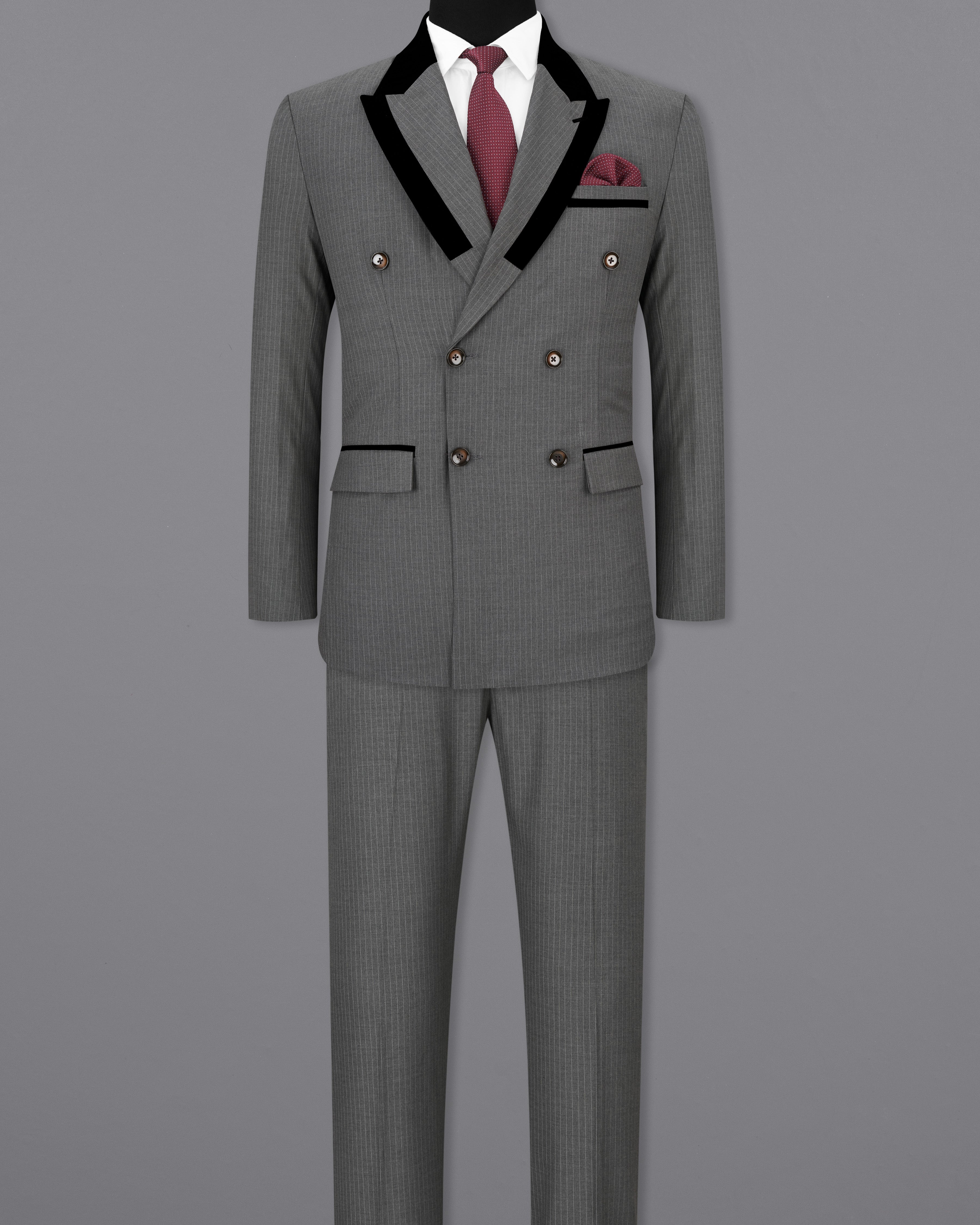 Ironside Gray Striped Double Breasted Designer Suit ST2539-DB-D245-36, ST2539-DB-D245-38, ST2539-DB-D245-40, ST2539-DB-D245-42, ST2539-DB-D245-44, ST2539-DB-D245-46, ST2539-DB-D245-48, ST2539-DB-D245-50, ST2539-DB-D245-53, ST2539-DB-D245-54, ST2539-DB-D245-56, ST2539-DB-D245-58, ST2539-DB-D245-60