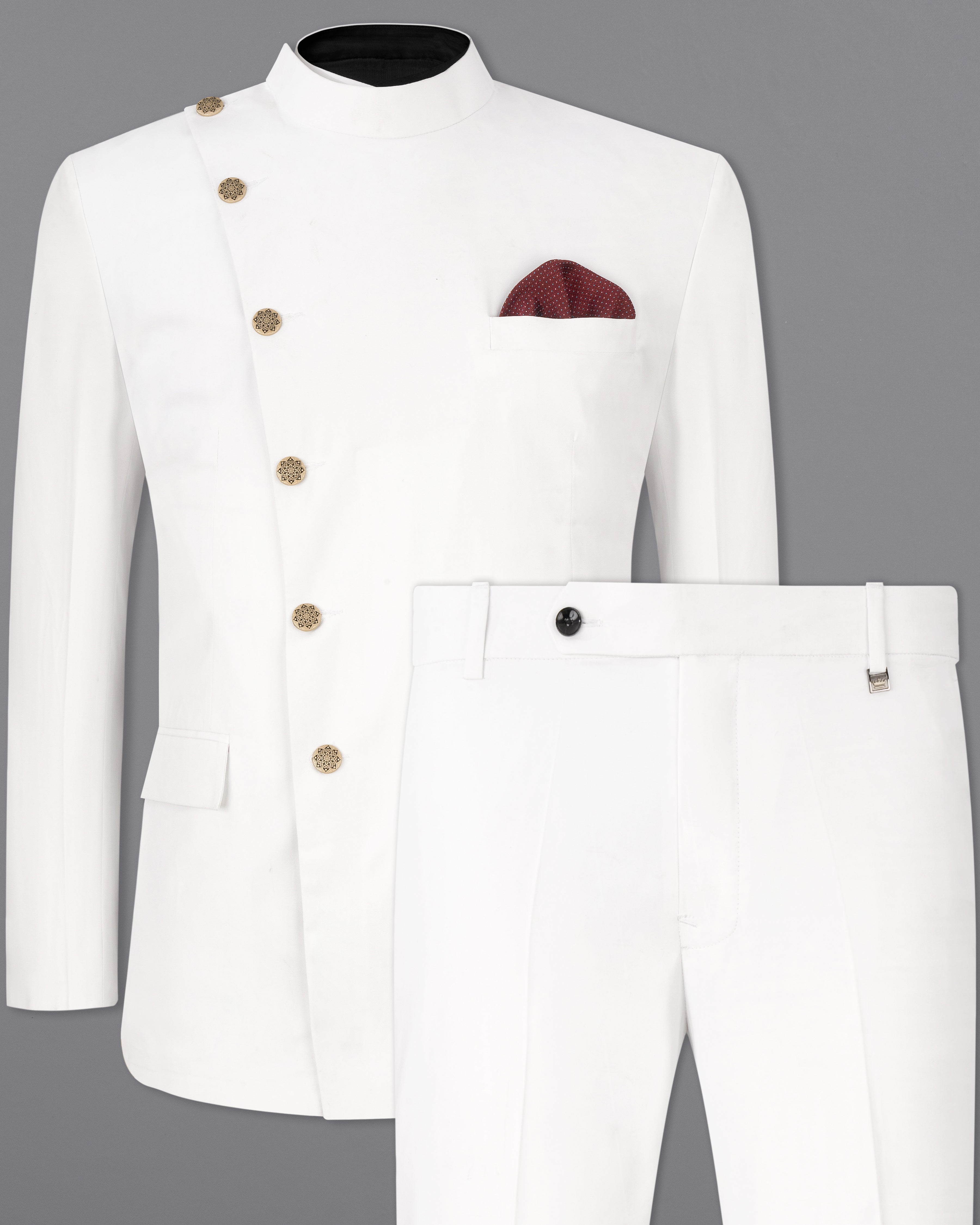 Bright White Cross Buttoned Bandhgala Suit ST2546-CBG2-36, ST2546-CBG2-38, ST2546-CBG2-40, ST2546-CBG2-42, ST2546-CBG2-44, ST2546-CBG2-46, ST2546-CBG2-48, ST2546-CBG2-50, ST2546-CBG2-54, ST2546-CBG2-54, ST2546-CBG2-56, ST2546-CBG2-58, ST2546-CBG2-60