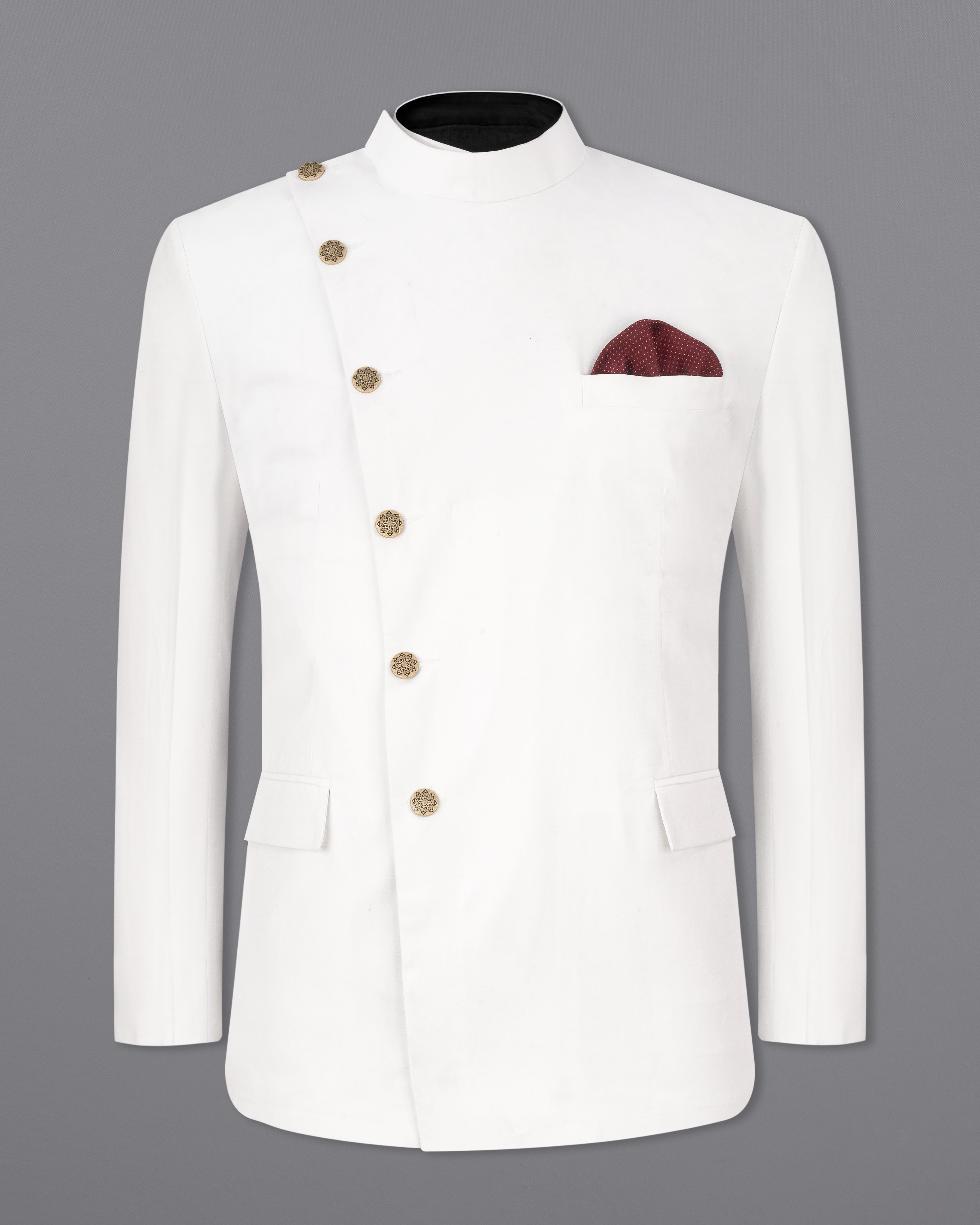 Bright White Cross Buttoned Bandhgala Suit ST2546-CBG2-36, ST2546-CBG2-38, ST2546-CBG2-40, ST2546-CBG2-42, ST2546-CBG2-44, ST2546-CBG2-46, ST2546-CBG2-48, ST2546-CBG2-50, ST2546-CBG2-54, ST2546-CBG2-54, ST2546-CBG2-56, ST2546-CBG2-58, ST2546-CBG2-60