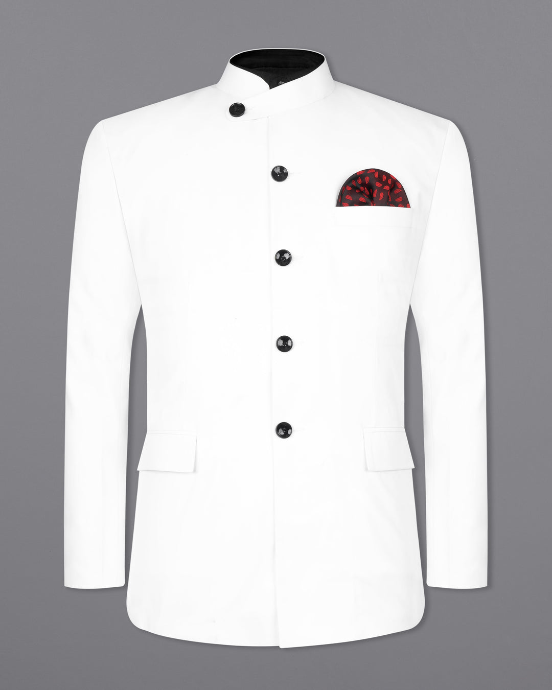 White Mandarin Suit For Men