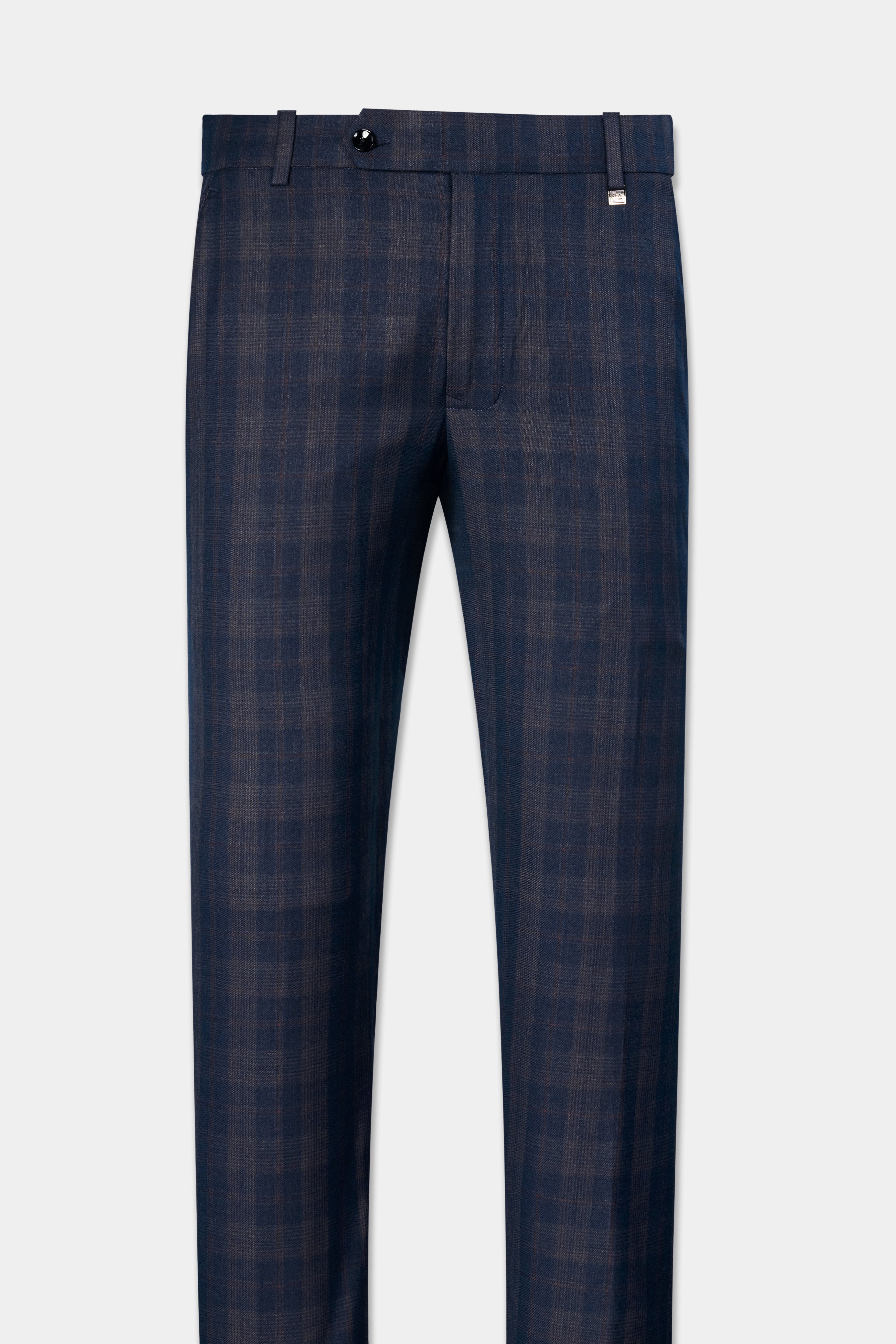 Admiral Blue and Cinereous Brown Plaid Wool Rich Cross Buttoned Bandhgala Suit ST2872-CBG2-36, ST2872-CBG2-38, ST2872-CBG2-40, ST2872-CBG2-42, ST2872-CBG2-44, ST2872-CBG2-46, ST2872-CBG2-48, ST2872-CBG2-50, ST2872-CBG2-52, ST2872-CBG2-54, ST2872-CBG2-56, ST2872-CBG2-58, ST2872-CBG2-60