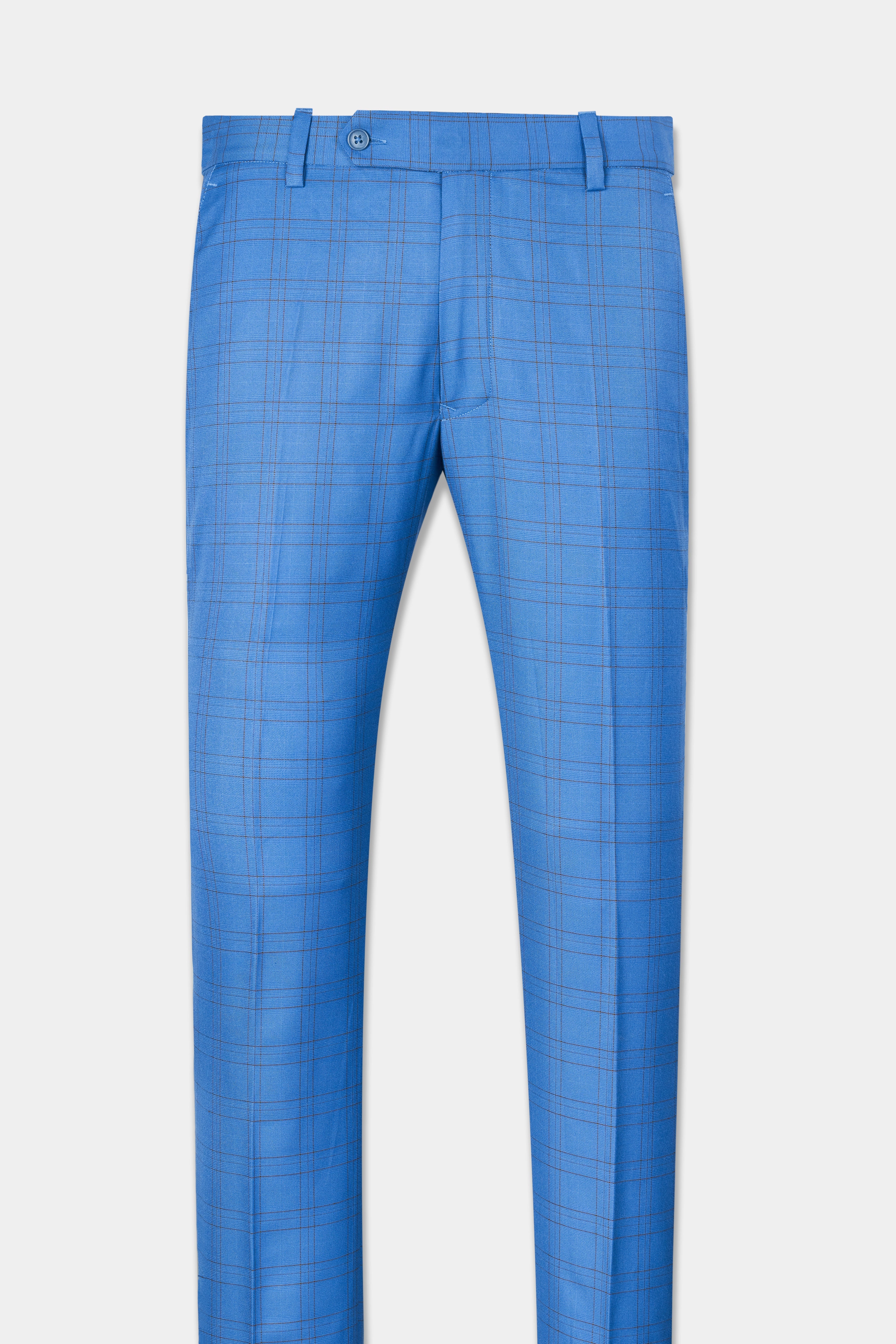 Tufts Blue and Taupe Brown Plaid Wool Rich Bandhgala Designer Suit ST2876-D434-36, ST2876-D434-38, ST2876-D434-40, ST2876-D434-42, ST2876-D434-44, ST2876-D434-46, ST2876-D434-48, ST2876-D434-50, ST2876-D434-52, ST2876-D434-54, ST2876-D434-56, ST2876-D434-58, ST2876-D434-60
