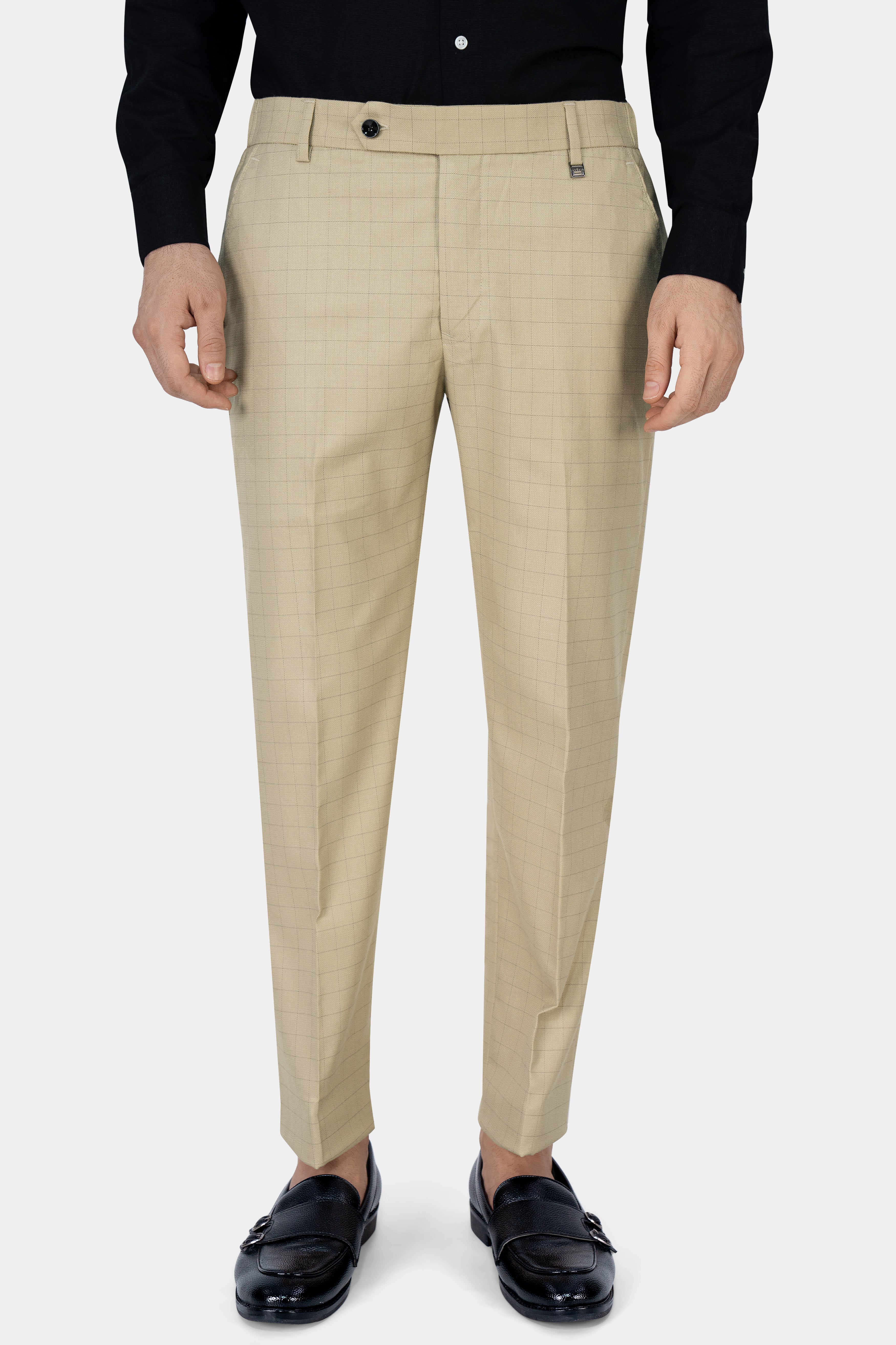 Pavlova Brown with Taupe Brown Checkered Dobby Wool Rich Cross Buttoned Bandhgala Suit ST2878-CBG-36, ST2878-CBG-38, ST2878-CBG-40, ST2878-CBG-42, ST2878-CBG-44, ST2878-CBG-46, ST2878-CBG-48, ST2878-CBG-50, ST2878-CBG-52, ST2878-CBG-54, ST2878-CBG-56, ST2878-CBG-58, ST2878-CBG-60