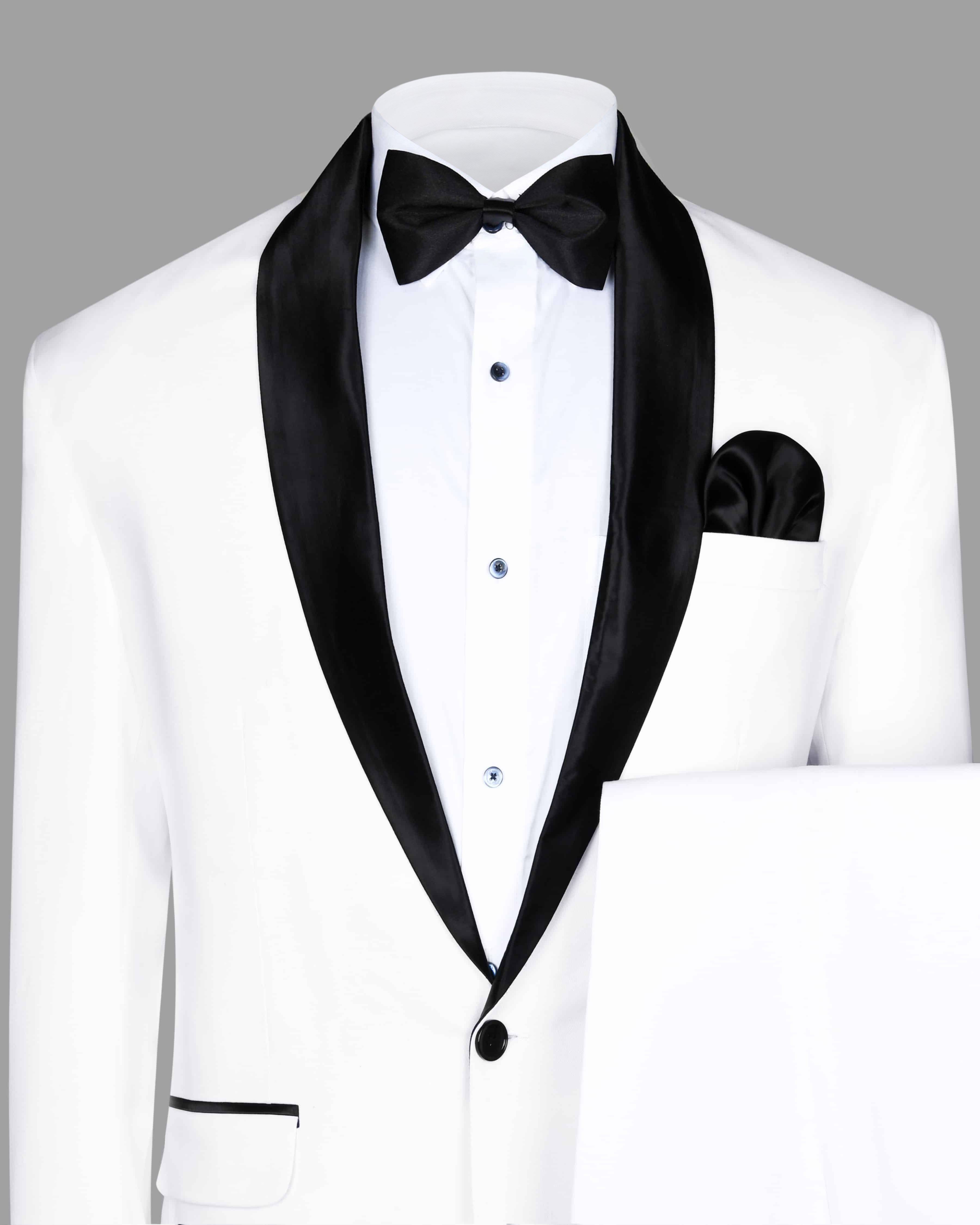 White Premium Cotton Tuxedo Suit