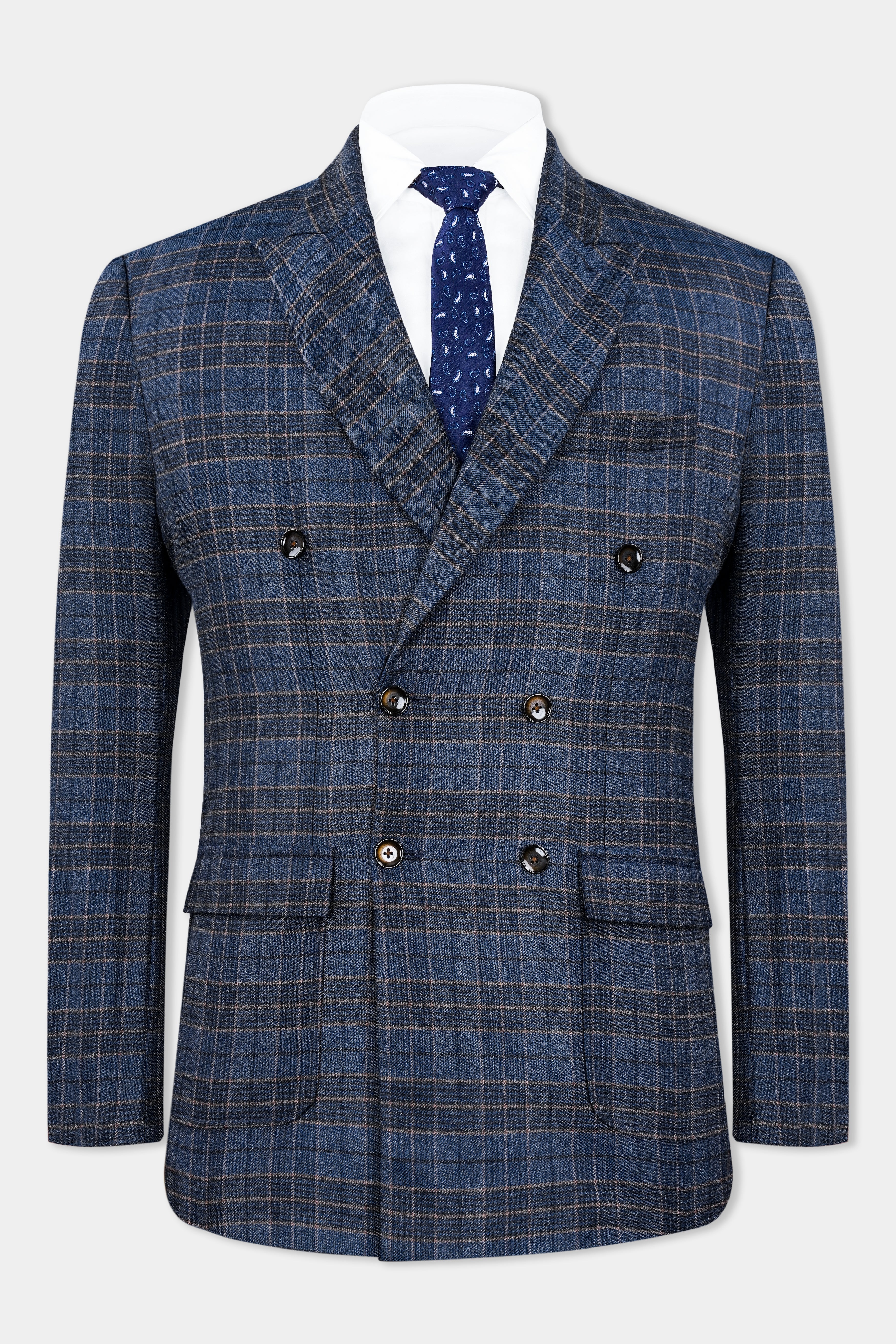 Bayoux Blue and Ironside Gray Plaid Tweed Double Breasted Suit ST2908-DB-D74-36, ST2908-DB-D74-38, ST2908-DB-D74-40, ST2908-DB-D74-42, ST2908-DB-D74-44, ST2908-DB-D74-46, ST2908-DB-D74-48, ST2908-DB-D74-50, ST2908-DB-D74-52, ST2908-DB-D74-54, ST2908-DB-D74-56, ST2908-DB-D74-58, ST2908-DB-D74-60