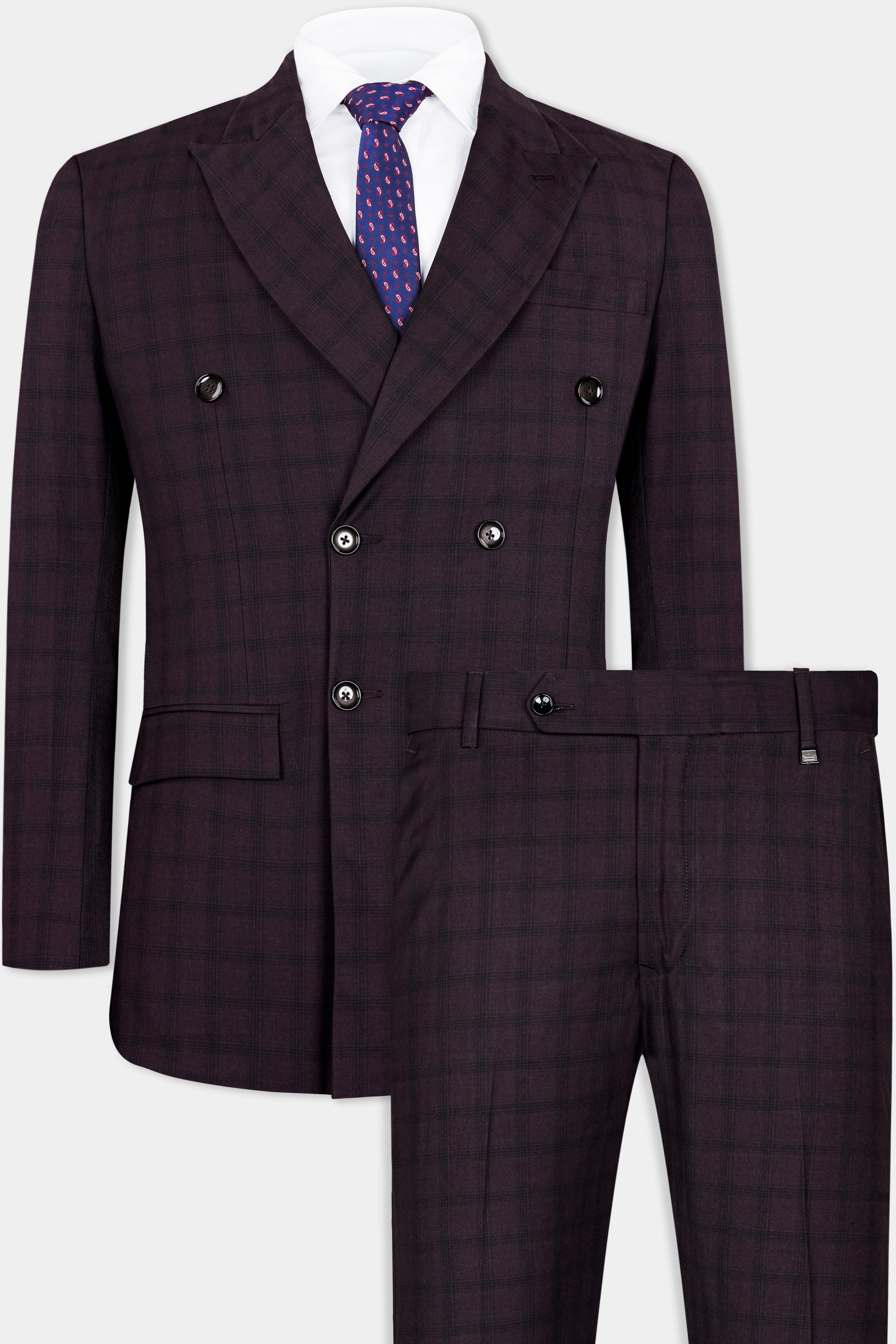 Cinder Purple Checkered Double Breasted Wool Rich Suit ST2916-DB-36, ST2916-DB-38, ST2916-DB-40, ST2916-DB-42, ST2916-DB-44, ST2916-DB-46, ST2916-DB-48, ST2916-DB-50, ST2916-DB-52, ST2916-DB-54, ST2916-DB-56, ST2916-DB-58, ST2916-DB-60