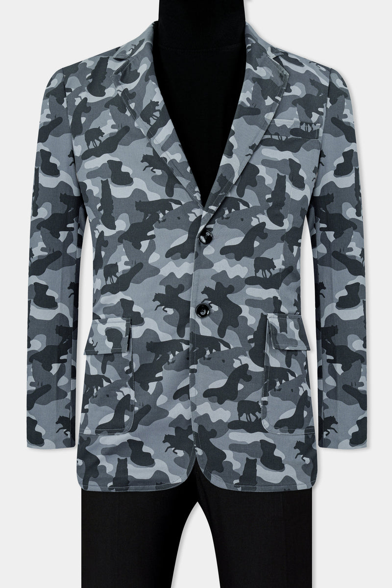 Oslo Gray with Graphite Gray Printed Premium Cotton Suit