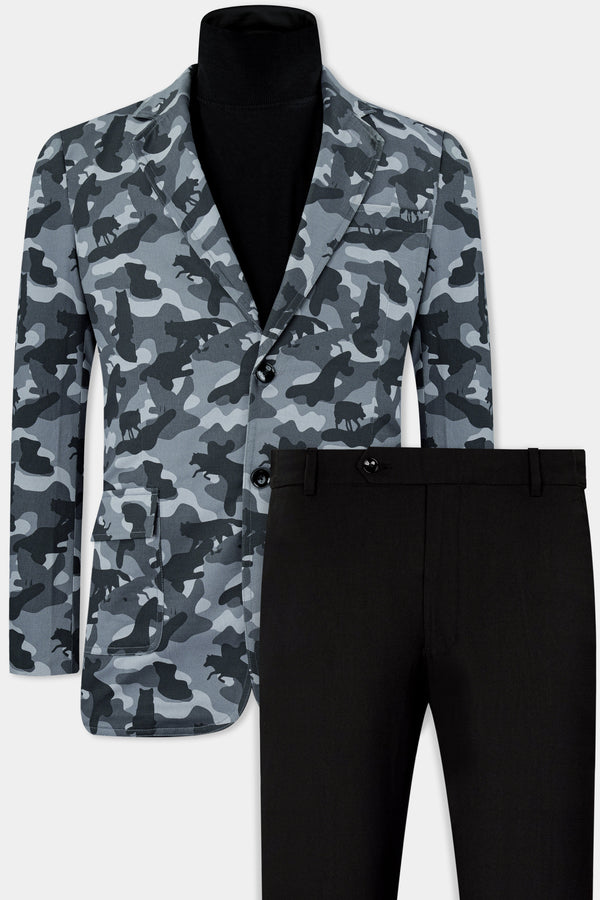 Oslo Gray with Graphite Gray Printed Premium Cotton Suit