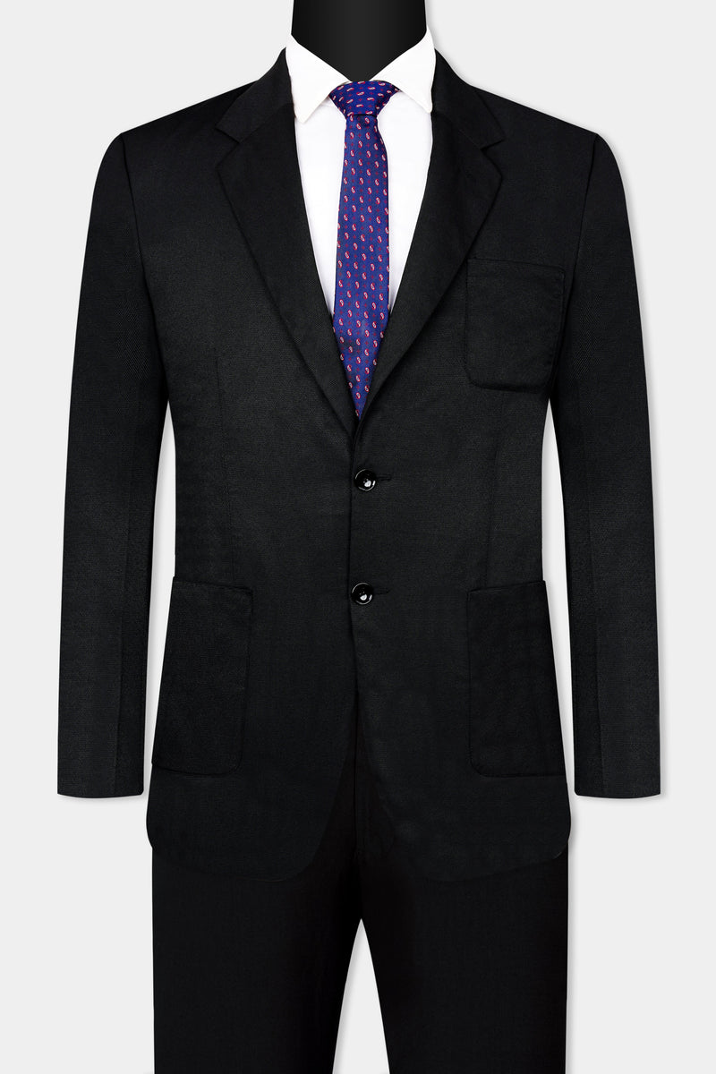Jade Black Wool Rich Single Breasted Suit