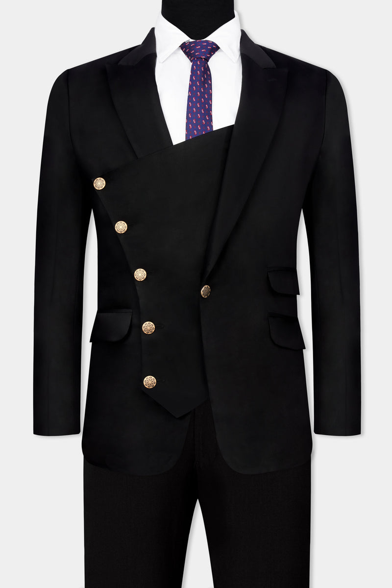 Jade Black Wool Rich Designer Suit