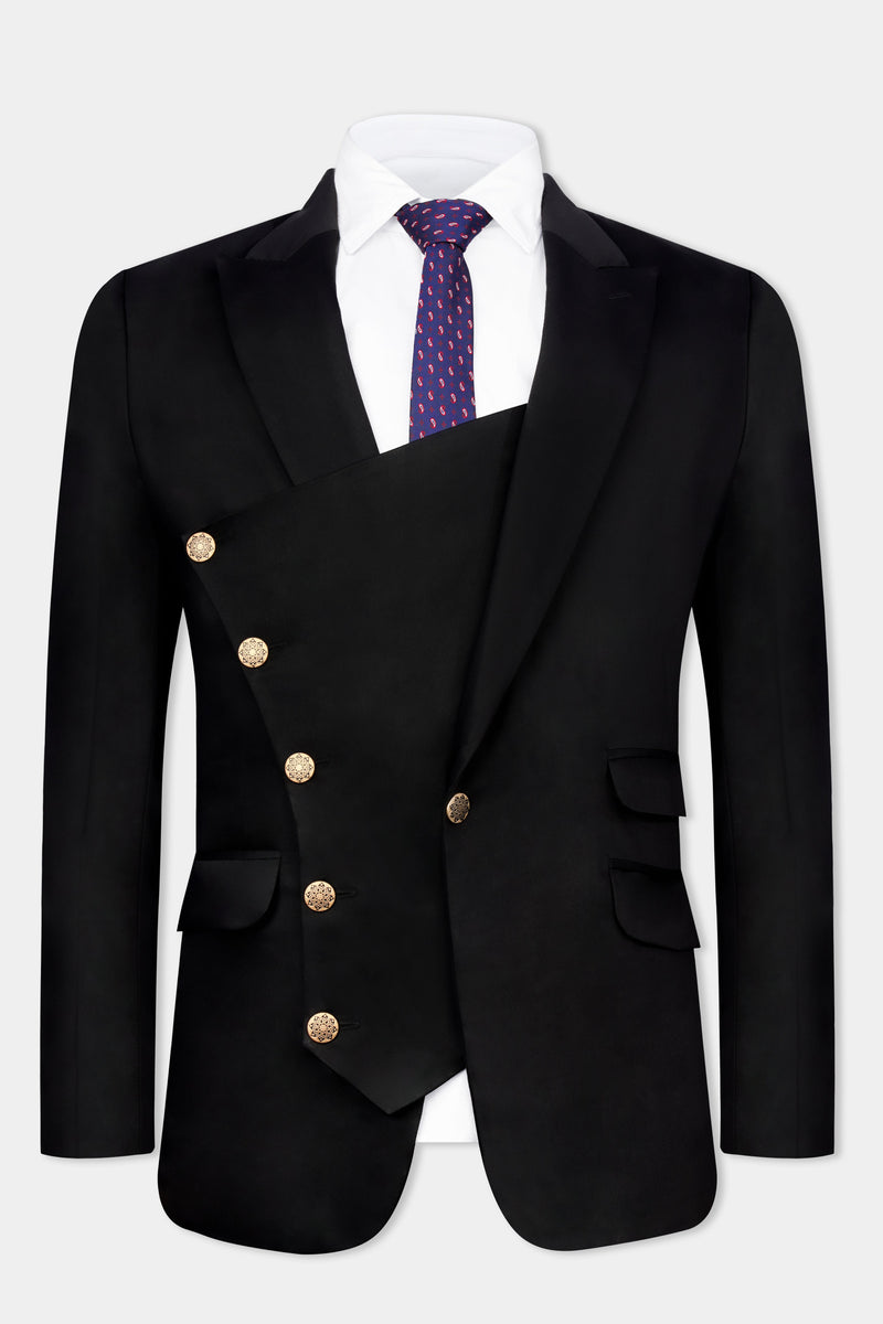 Jade Black Wool Rich Designer Suit