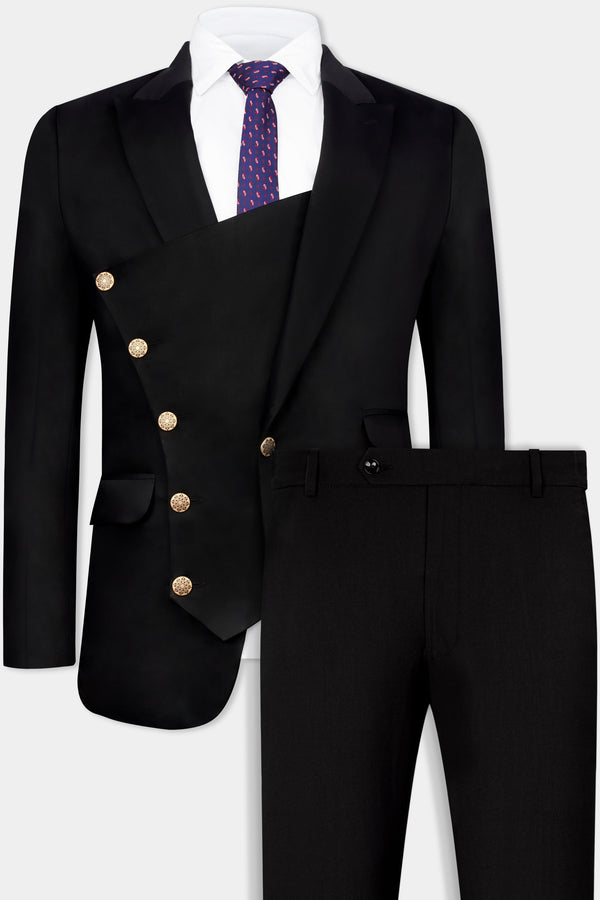 Jade Black Wool Rich Designer Suit