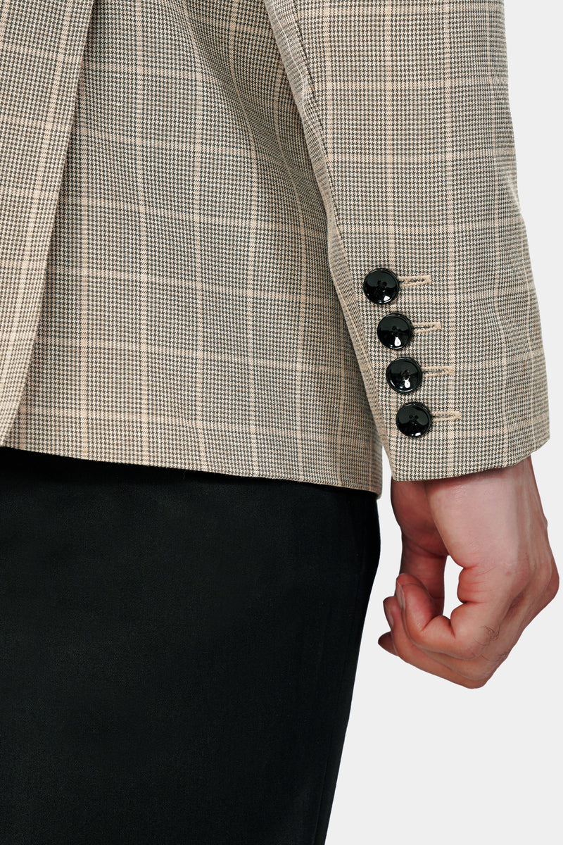 Apricot Brown Subtle Checkered Wool Rich Suit