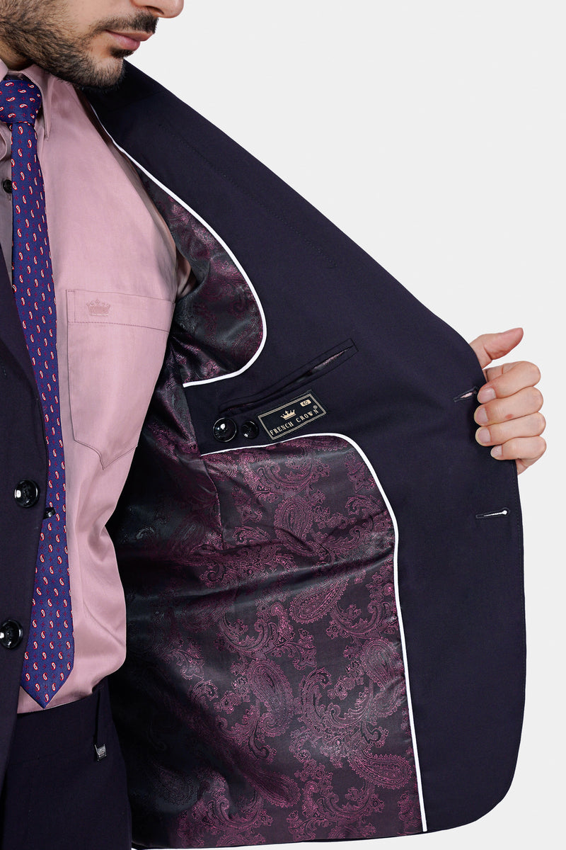 Bluish Wool Rich Single-breasted Suit