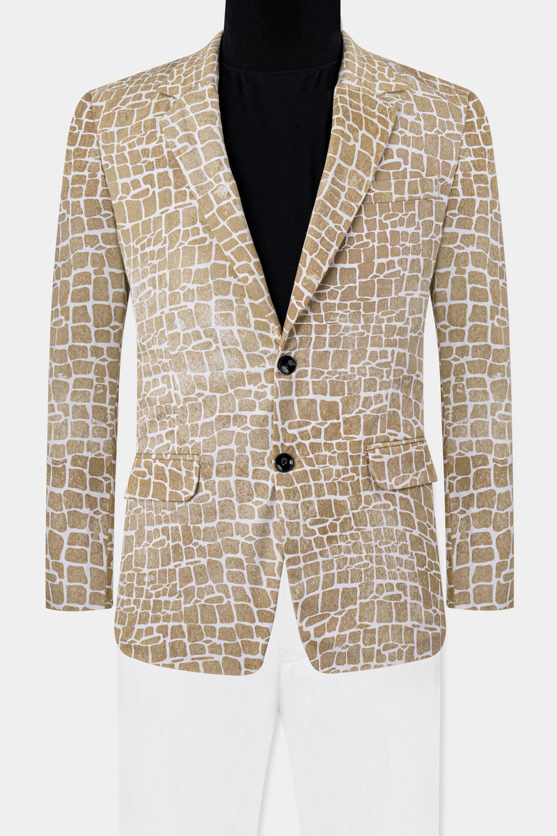 Bright White and Cocoa Brown Printed Premium Cotton Suit
