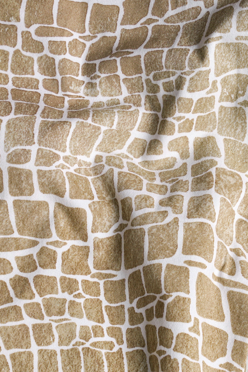 Bright White and Cocoa Brown Printed Premium Cotton Suit