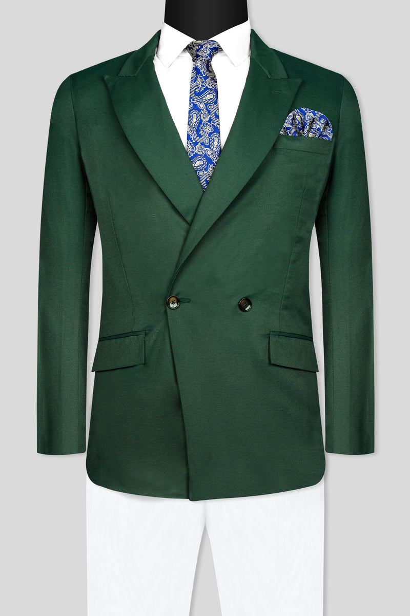Basil Green Wool Rich Double-Breasted Suit