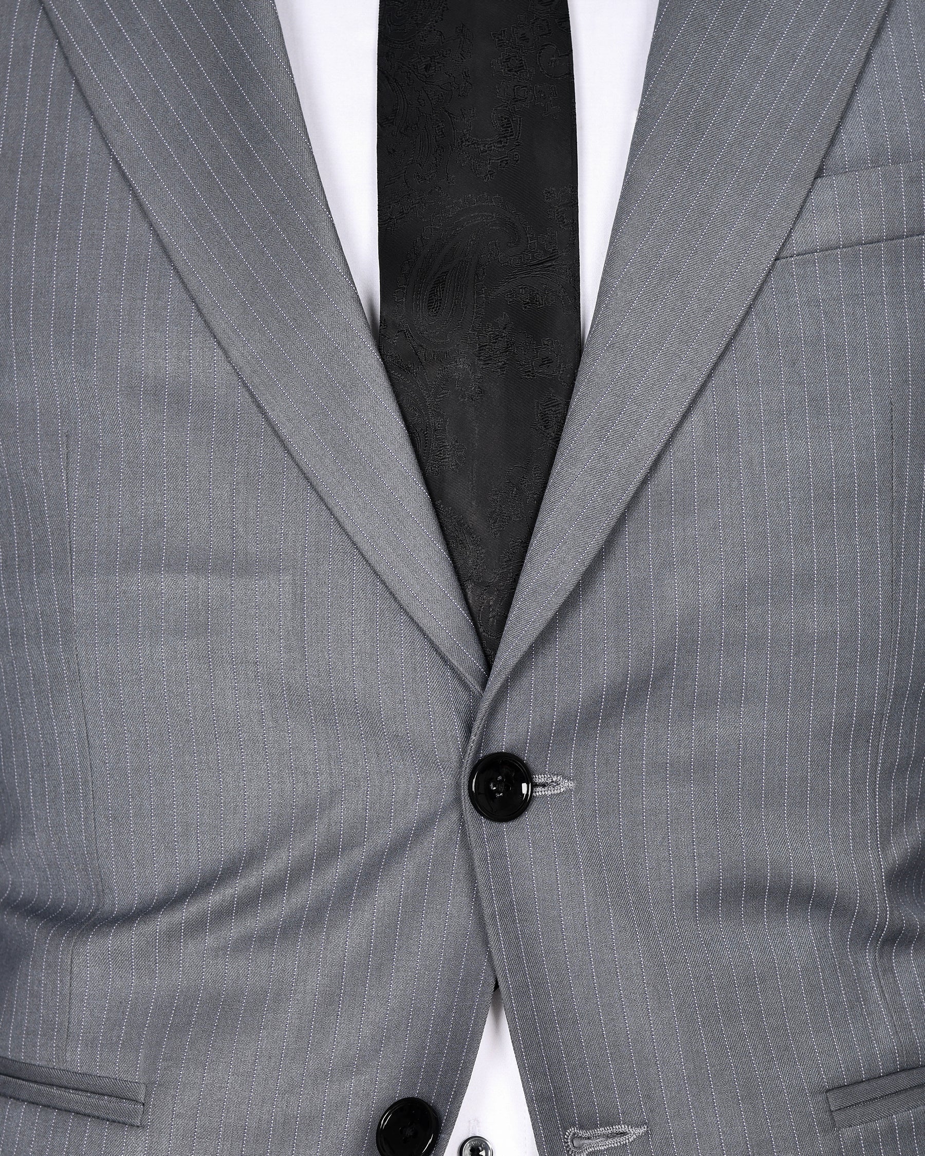 Hemsworth Metal Grey Striped Wool blend Suit