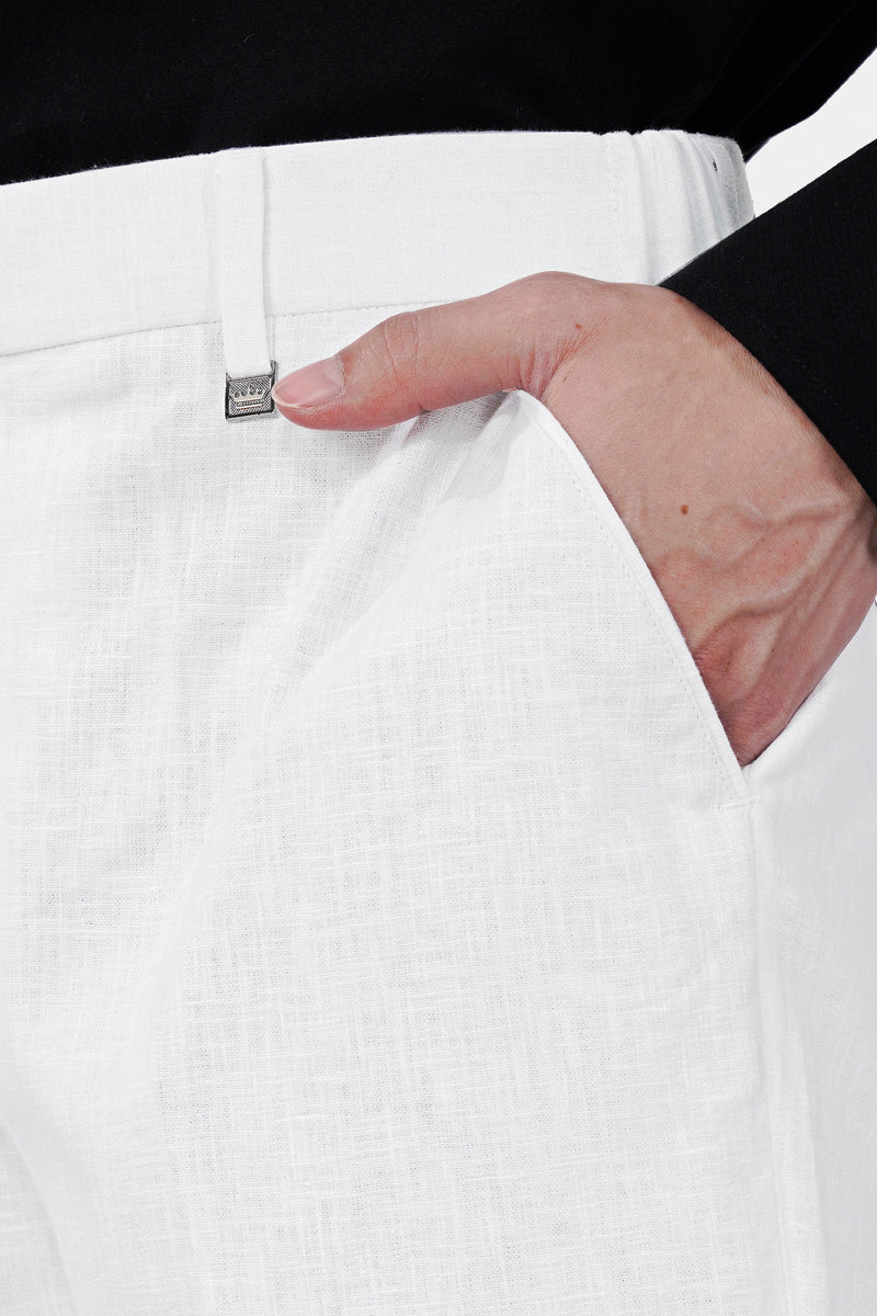 Bright White Luxurious Linen Single Breasted Suit