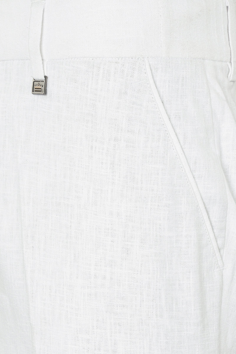 Bright White Luxurious Linen Single Breasted Suit