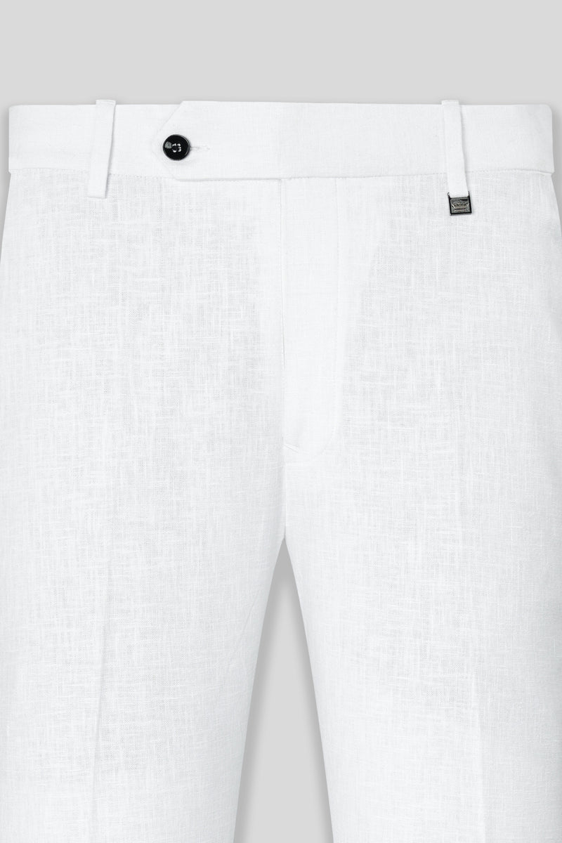 Bright White Luxurious Linen Single Breasted Suit