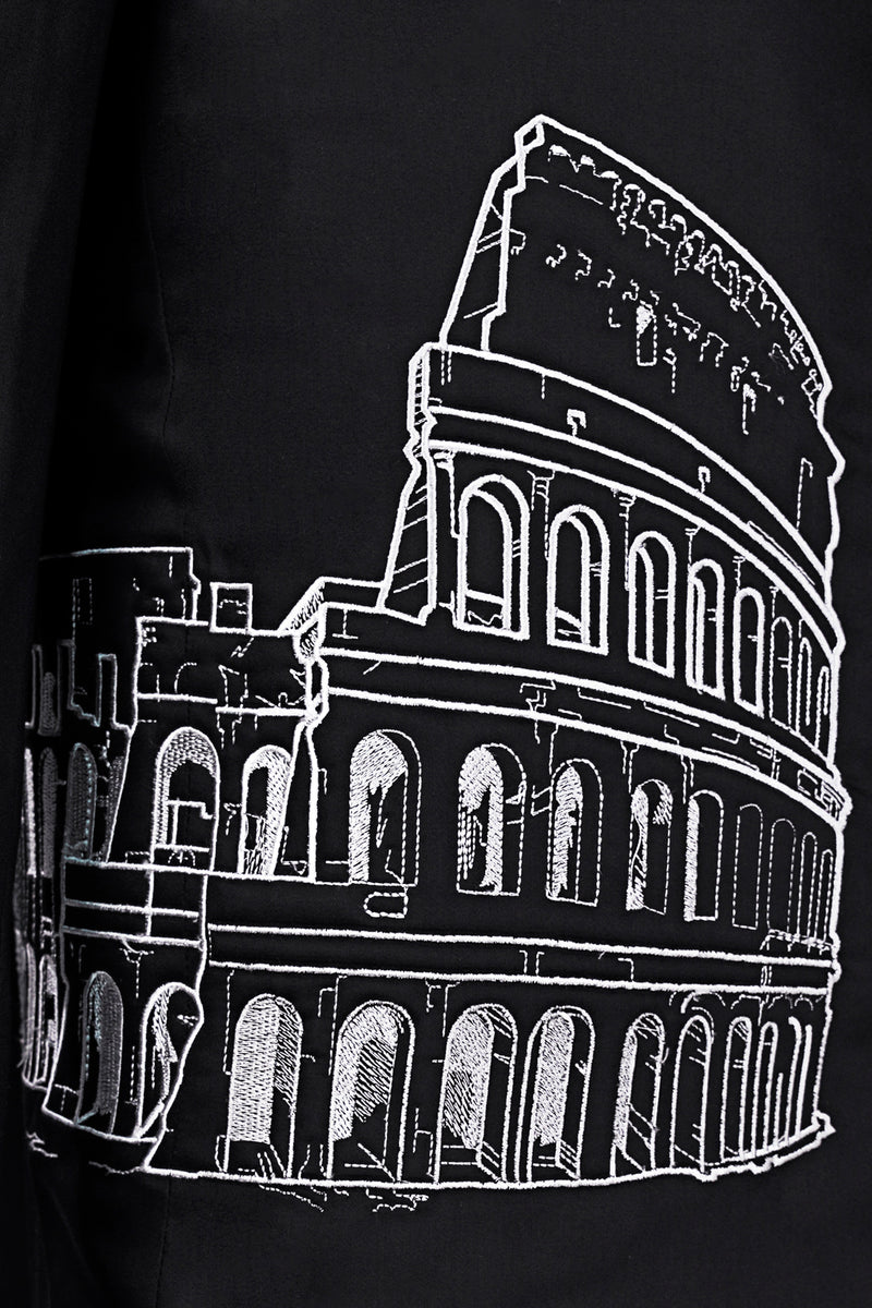 Jade Black Colosseum Embroidered Wool Rich Designer Suit