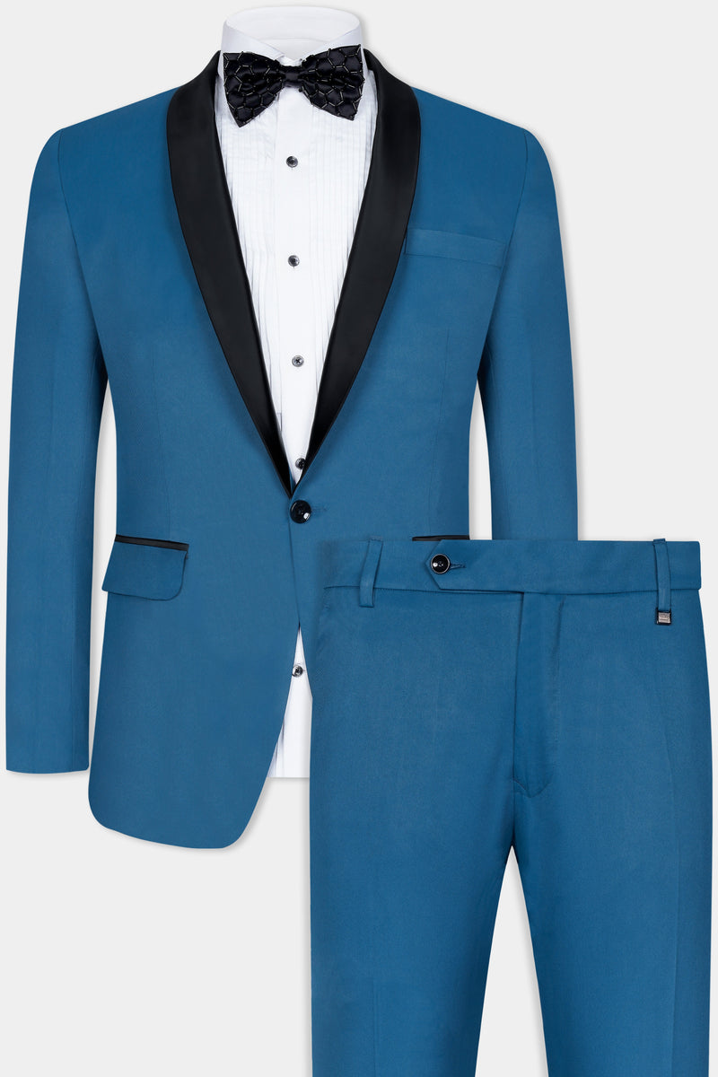 CALYPSO BLUE WOOL RICH TUXEDO SUIT