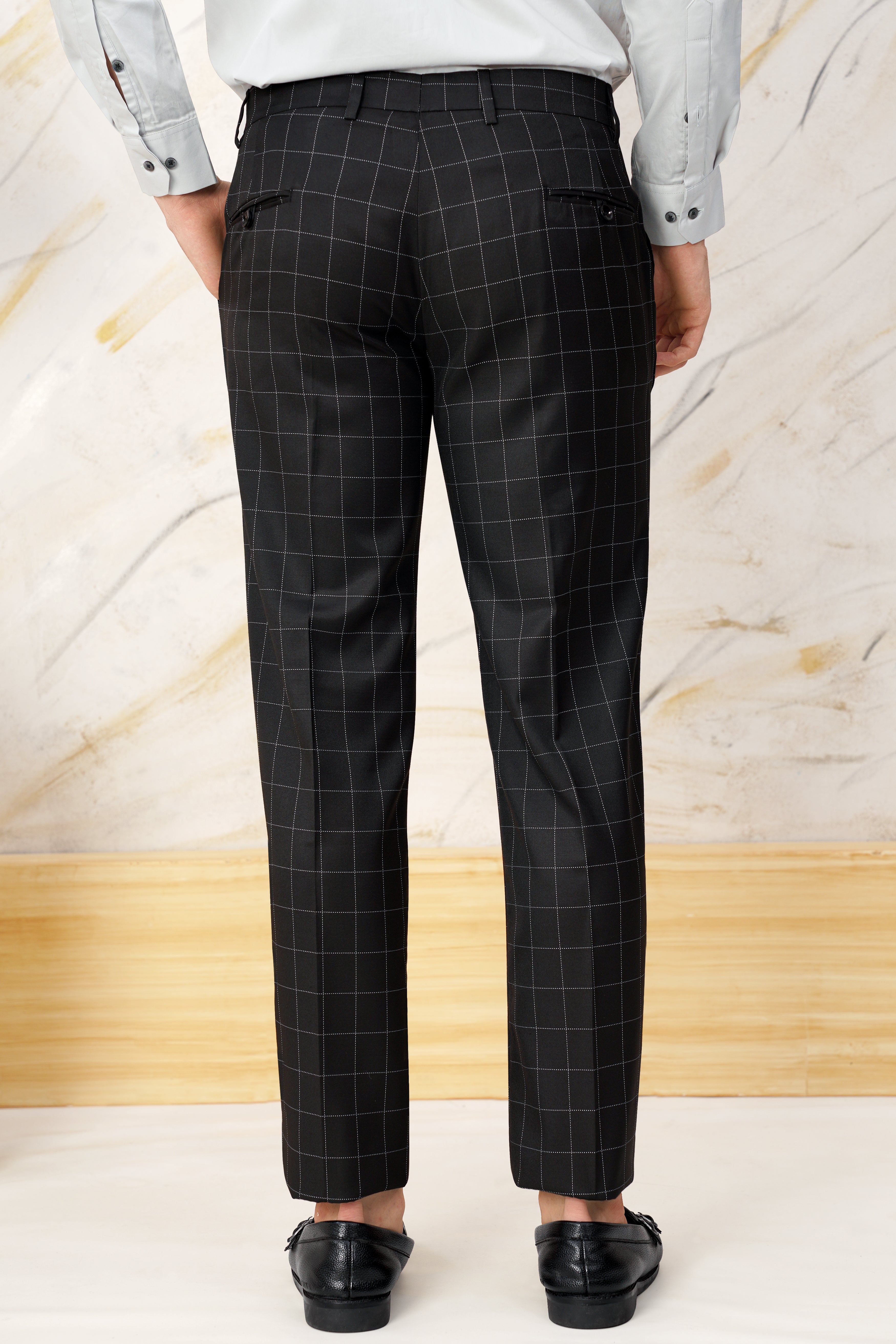 Jade Black Windowpane Wool Rich Bandhgala Designer Suit ST3070-CBG-D397-36, ST3070-CBG-D397-38, ST3070-CBG-D397-40, ST3070-CBG-D397-42, ST3070-CBG-D397-44, ST3070-CBG-D397-46, ST3070-CBG-D397-48, ST3070-CBG-D397-50, ST3070-CBG-D397-52, ST3070-CBG-D397-54, ST3070-CBG-D397-56, ST3070-CBG-D397-58, ST3070-CBG-D397-60