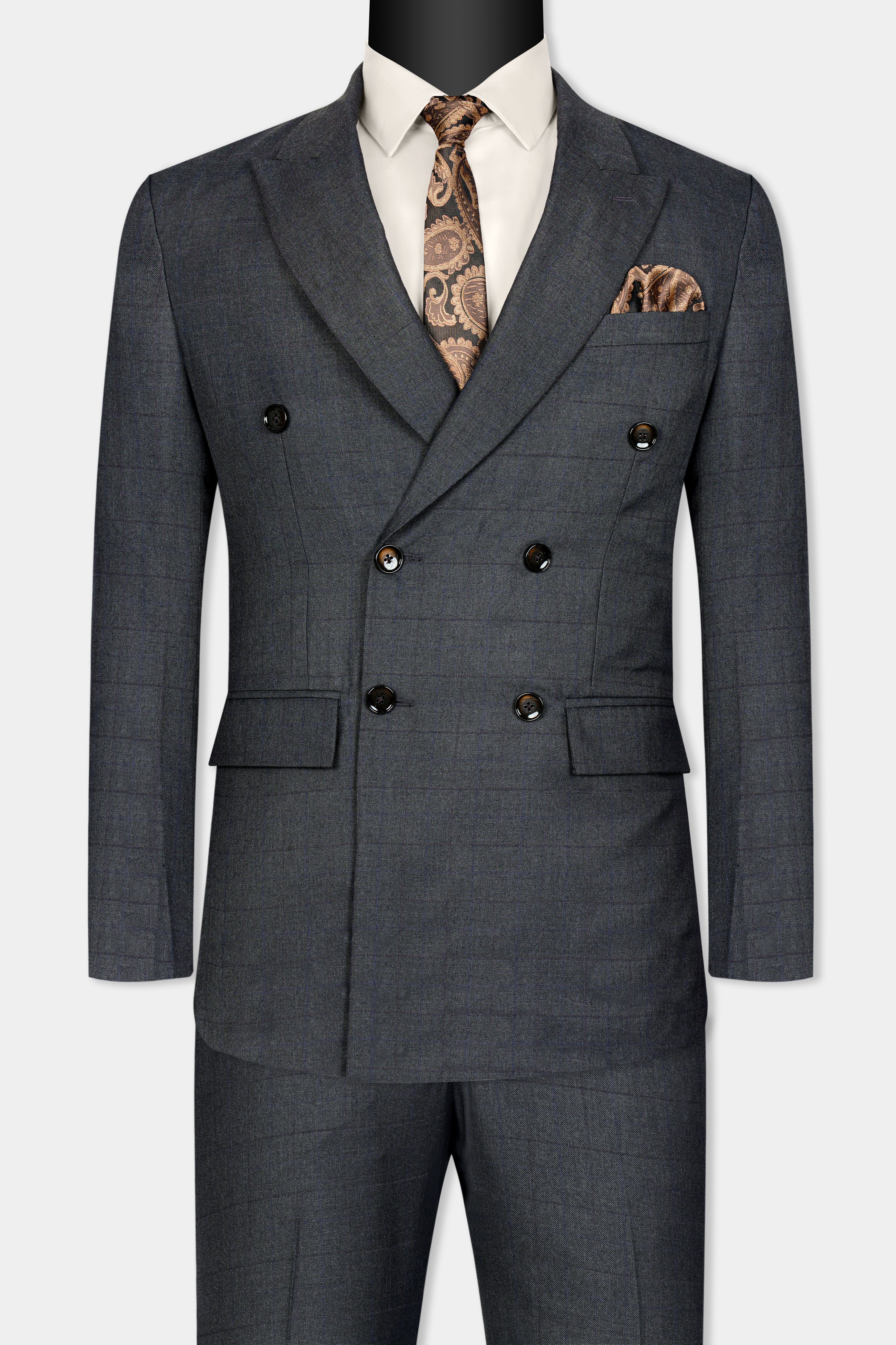 Arsenic Grey Wool Rich Double Breasted Suit ST3072-DB-36, ST3072-DB-38, ST3072-DB-40, ST3072-DB-42, ST3072-DB-44, ST3072-DB-46, ST3072-DB-48, ST3072-DB-50, ST3072-DB-52, ST3072-DB-54, ST3072-DB-56, ST3072-DB-58, ST3072-DB-60