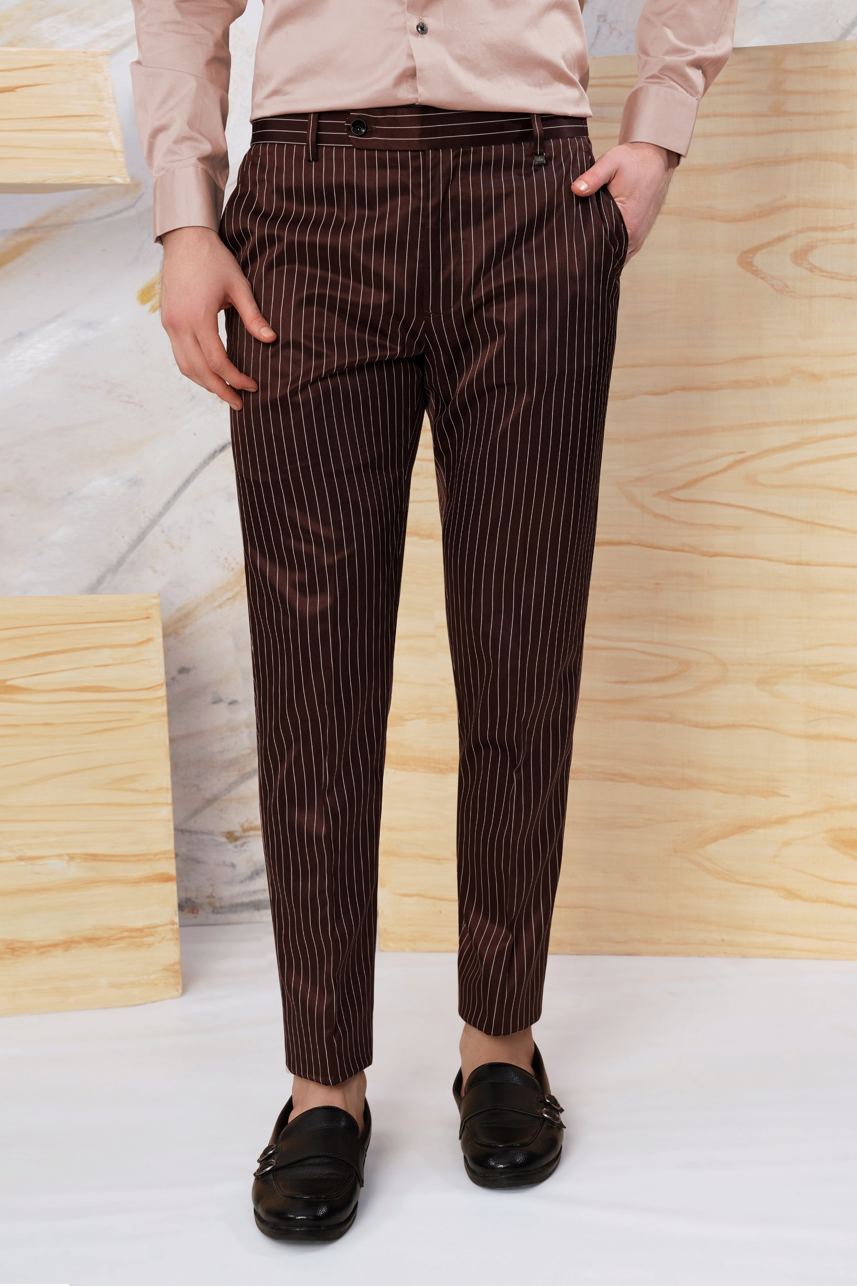 Cork Brown and White Striped Wool Rich Suit ST3083-SB-36, ST3083-SB-38, ST3083-SB-40, ST3083-SB-42, ST3083-SB-44, ST3083-SB-46, ST3083-SB-48, ST3083-SB-50, ST3083-SB-52, ST3083-SB-54, ST3083-SB-56, ST3083-SB-58, ST3083-SB-60